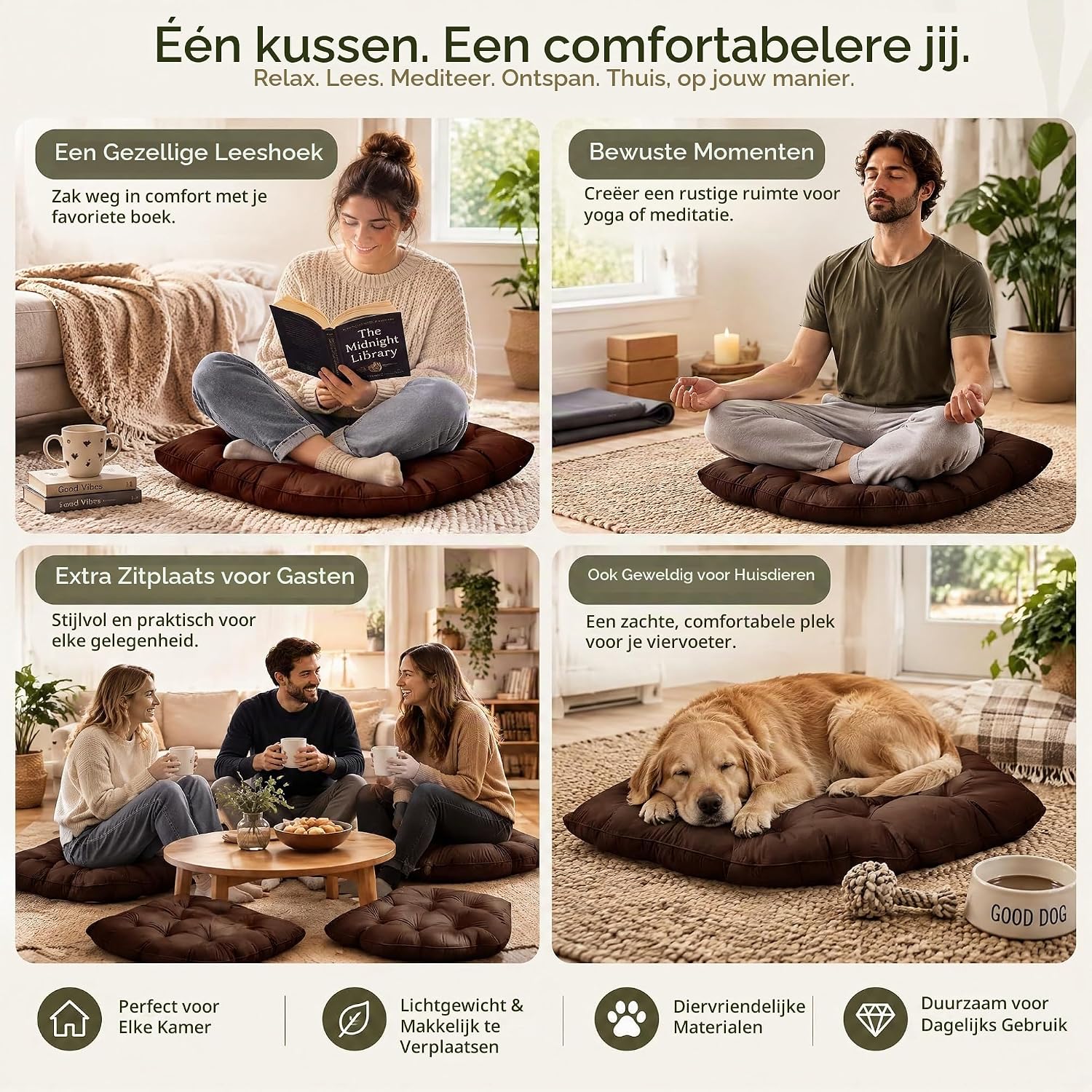 Detalle 1 de LiveGo N33-102-6128@CWUKFBM vloerkussen 100 x 100 cm, antislip