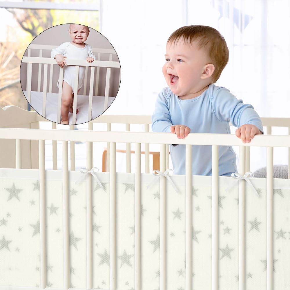 Detalle 1 de Vicloon V-BKCW-WJX-FBA Baby Cot Bumper with 3D Mesh, Four-Side Coverage