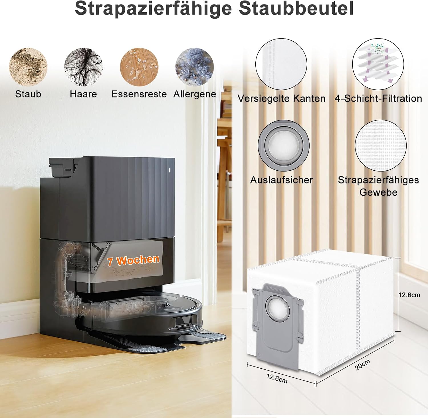 Detalle de Fishoney 26 Stück Zubehörset für Roborock QV 35A/QV 35S, Qrevo S Pro, QR 598/QR 798