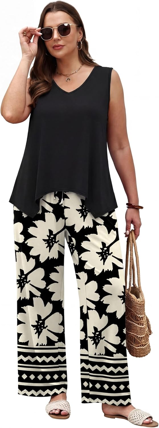 Detalle de WIHOLL Two Piece Sets for Women: Dressy Lounge Set for Summer and Travel