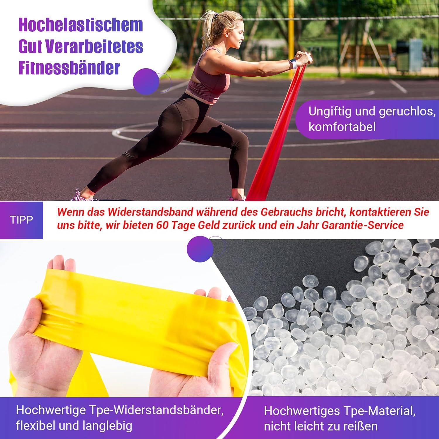Thumbnail 6 de COFOF Fitnessbänder 4er-Set – elastische Gymnastikbänder mit Tragetasche und Übungsanleitung