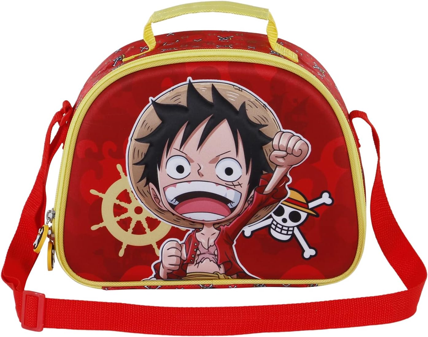 Thumbnail 1 de One Piece Luffy Porta Merenda 3D Rosso con tracolla regolabile, 25,5 x 20 cm