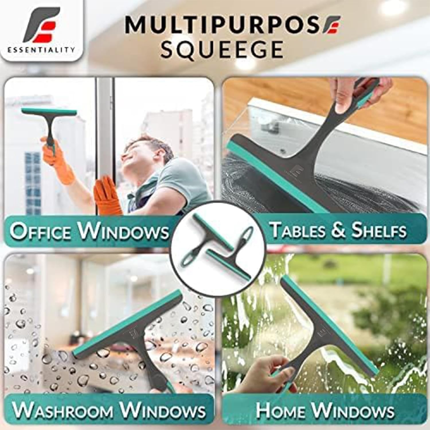 Thumbnail 6 de Essentiality 2-Pack Multipurpose Window Squeegee – Turquoise/Grey