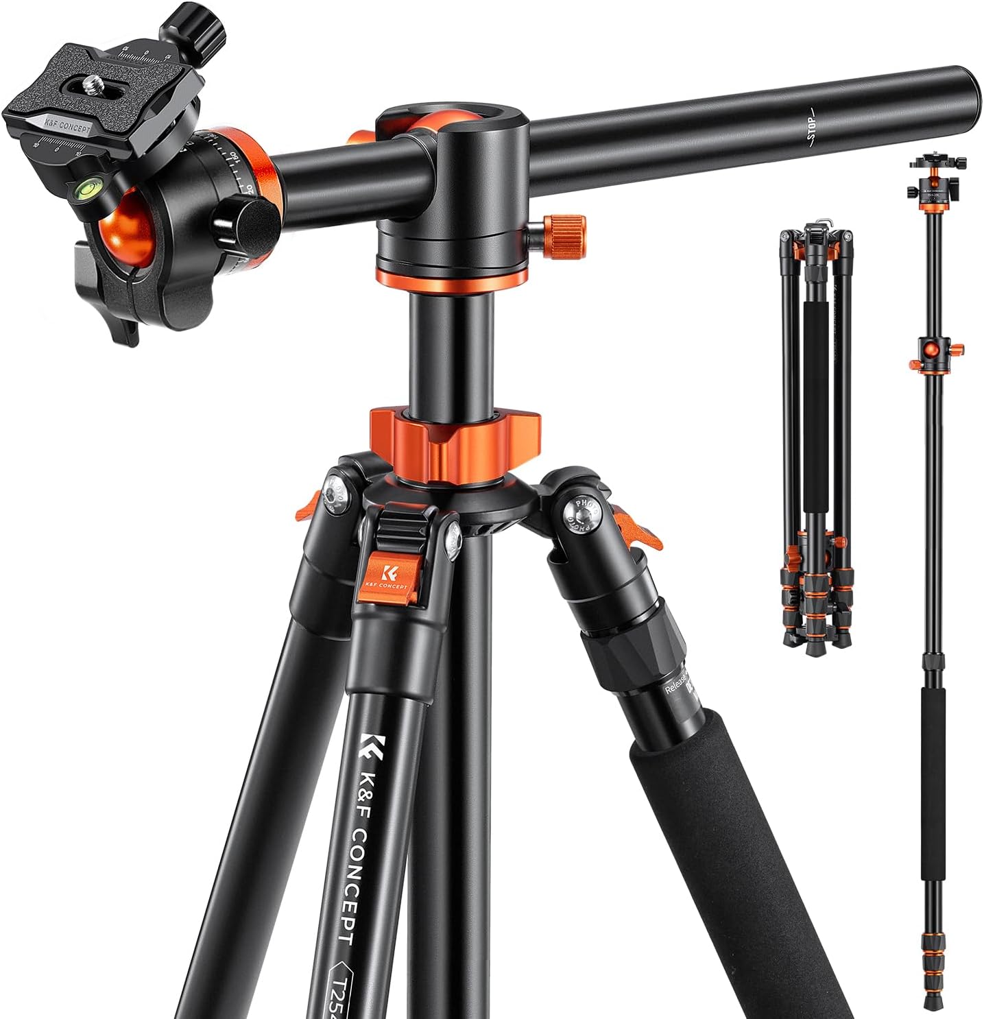Detalle de K&F Concept 238CM Stativ T254A8(SA254T1) – 360° Panoramastativ mit 90° Mittelsäule