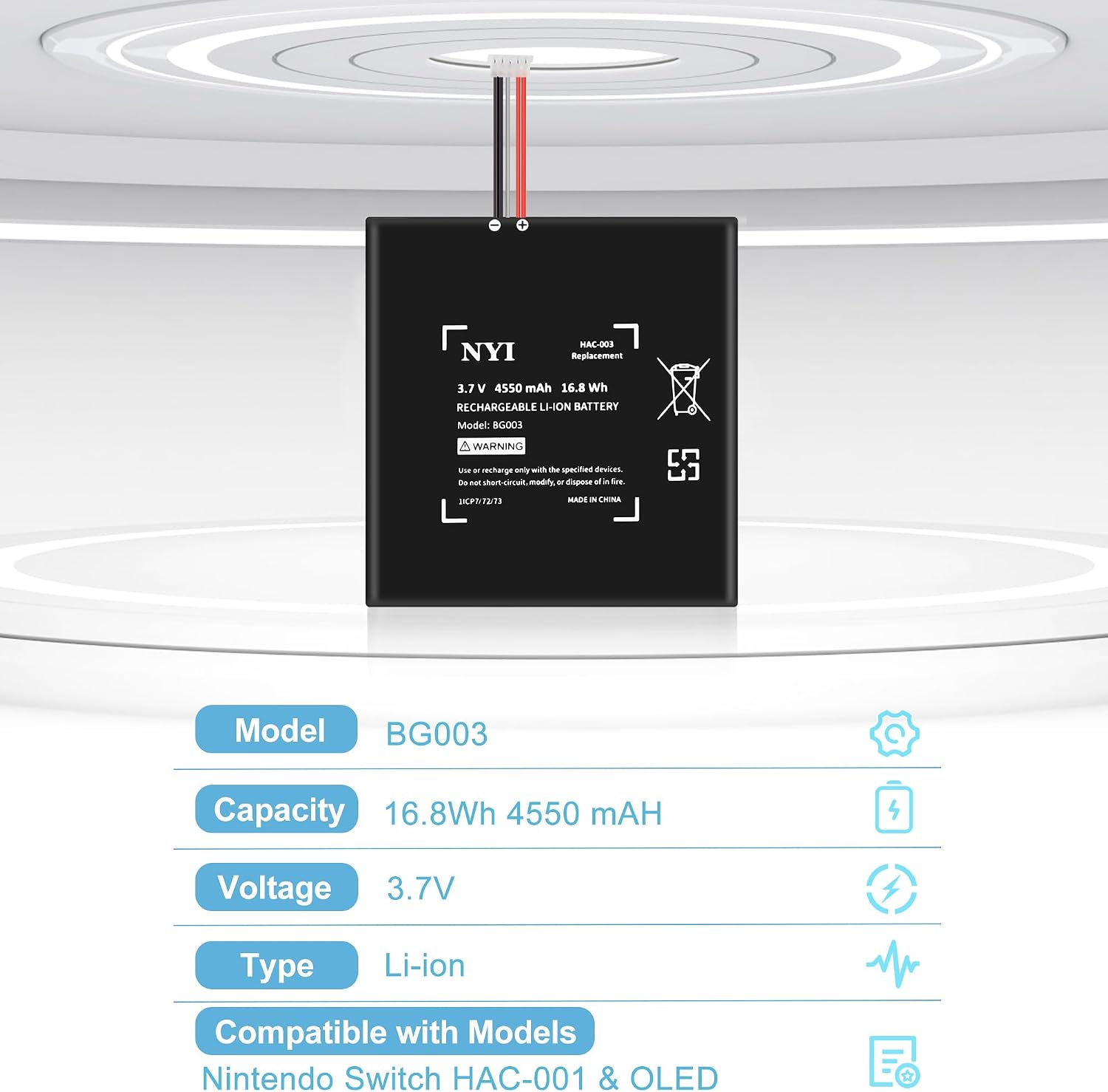 Detalle 2 de rapthor NYI 4550 mAh Akku für Switch