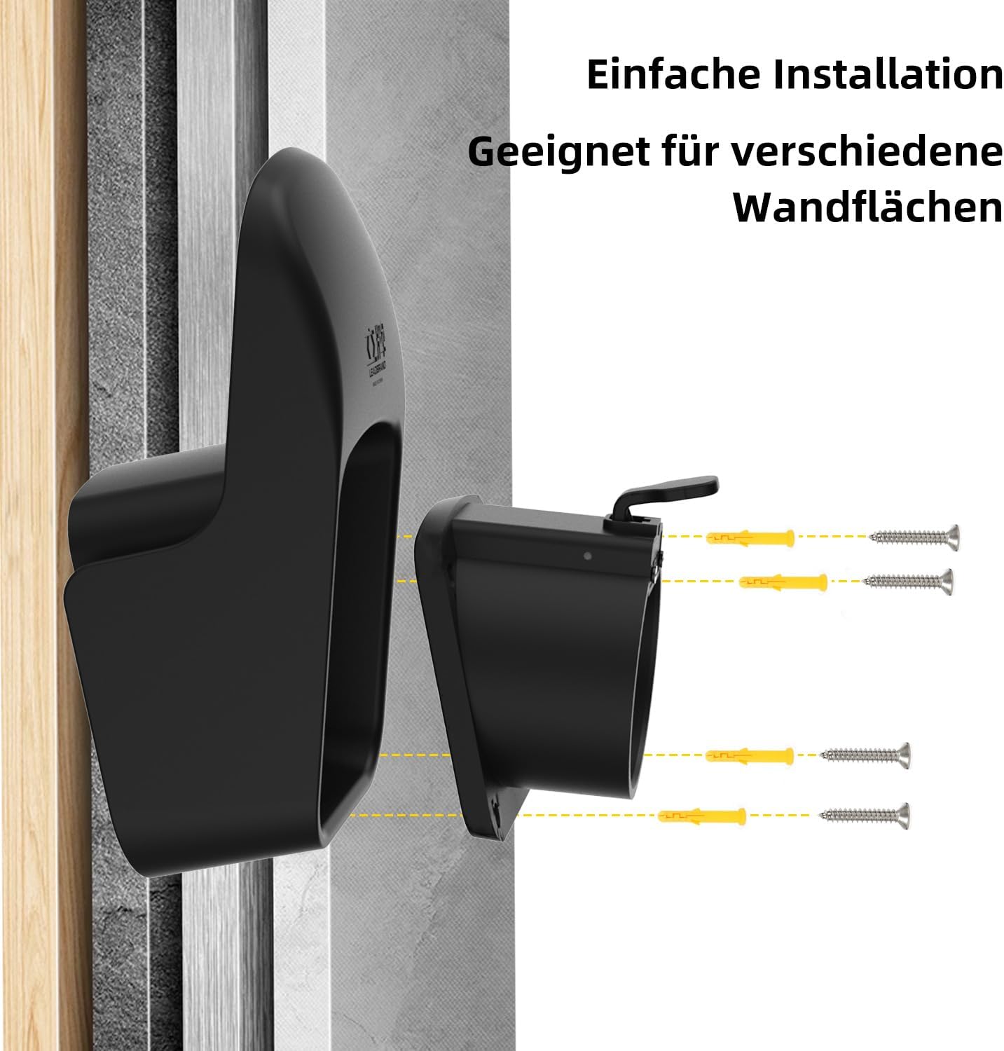 Detalle de leadstand Universal Type 2 EV Charger Holder – Heavy-Duty Wall Mounted Cable Organiser (Black)