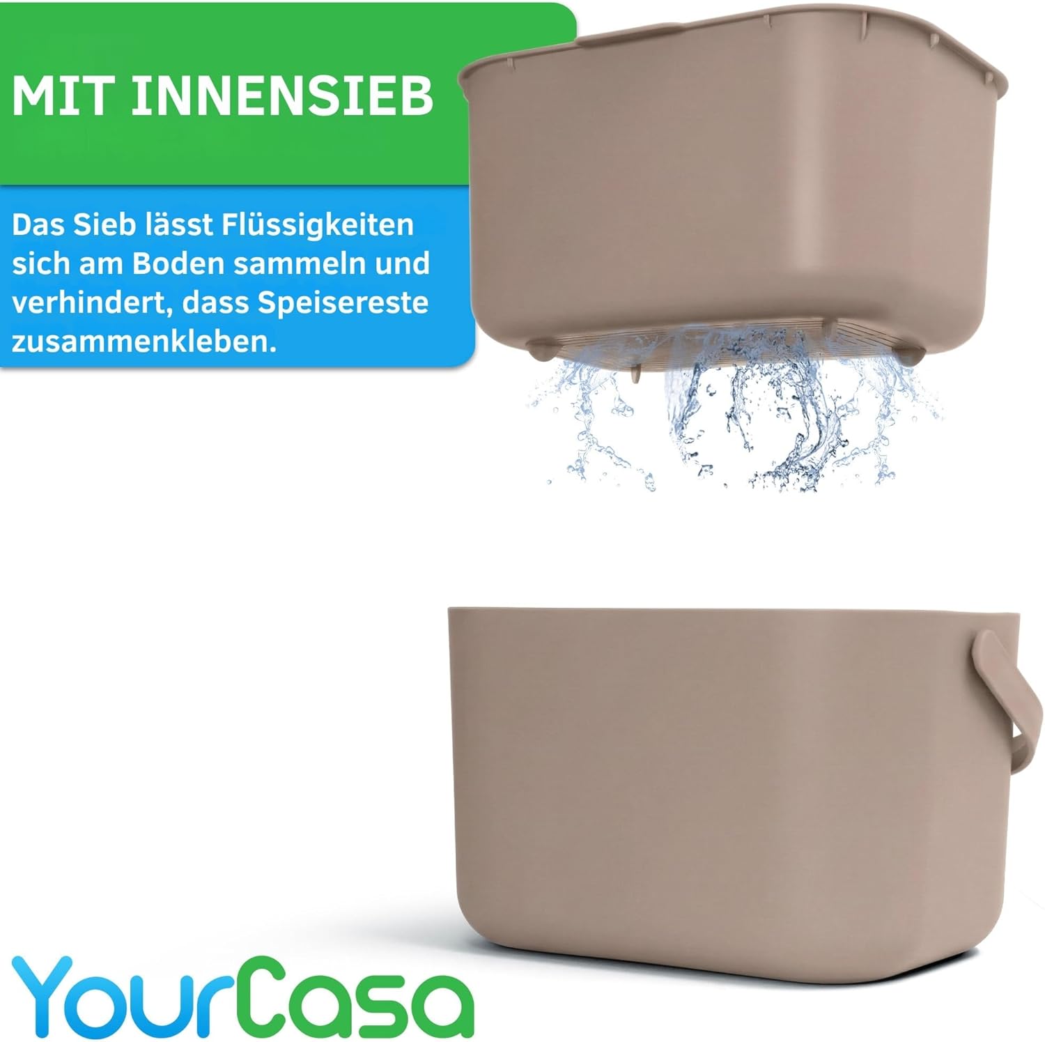 Thumbnail 2 de YourCasa Biomülleimer Küche 5L – kompakter Komposteimer mit Sieb, Geruchsschutz und spülmaschinenfest