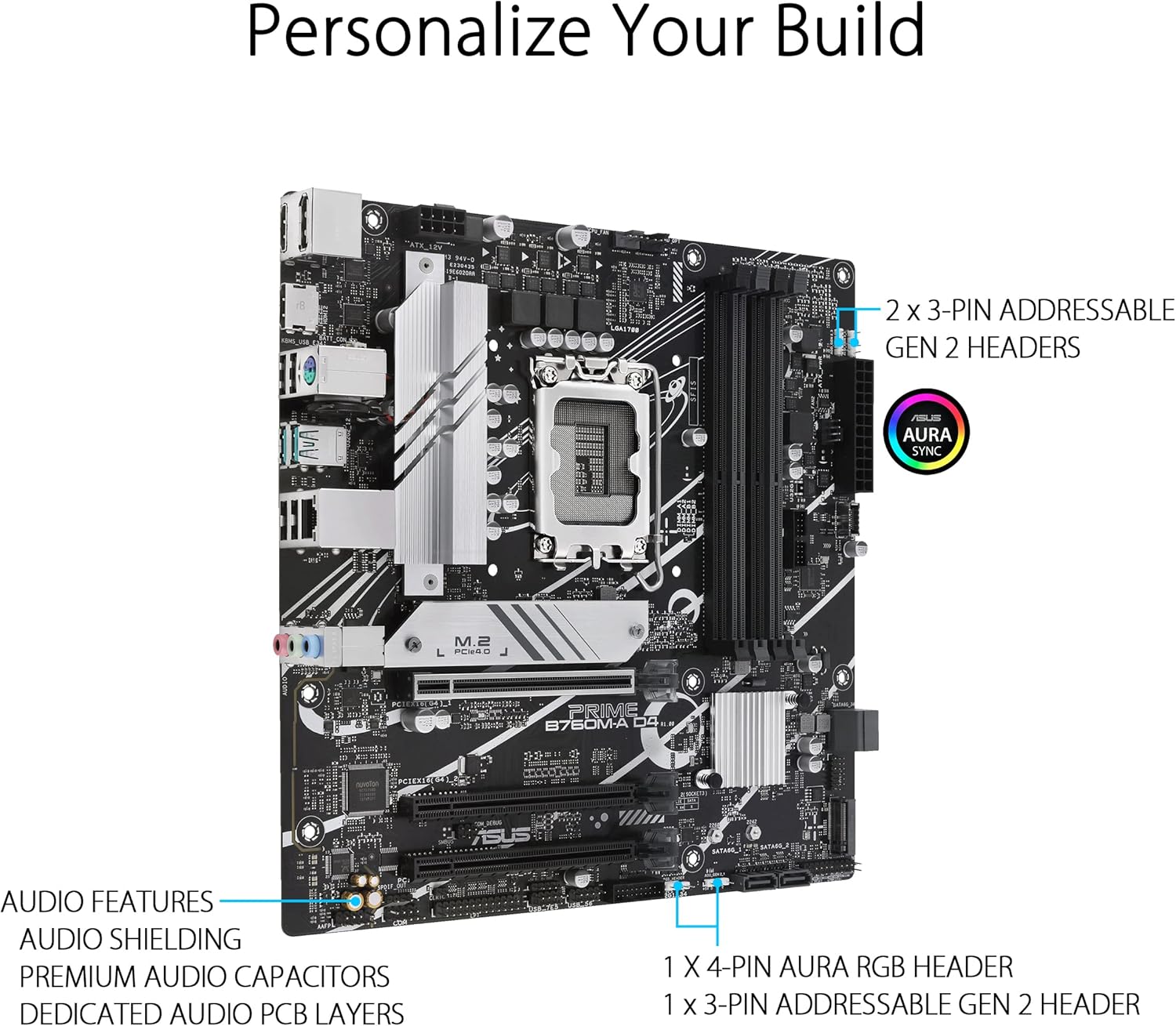 Thumbnail 4 de ASUS Prime B760M-A D4 mATX Motherboard