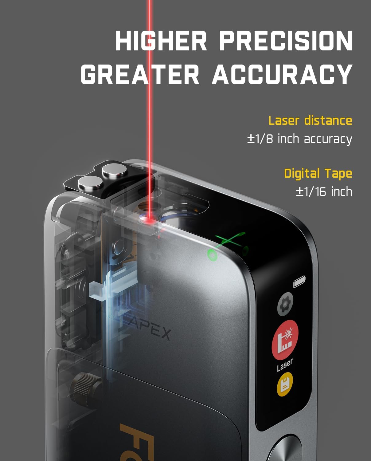 Thumbnail 3 de Fanttik A10 Apex 3-in-1 Digital Laser Tape Measure with Green Cross-Line Laser