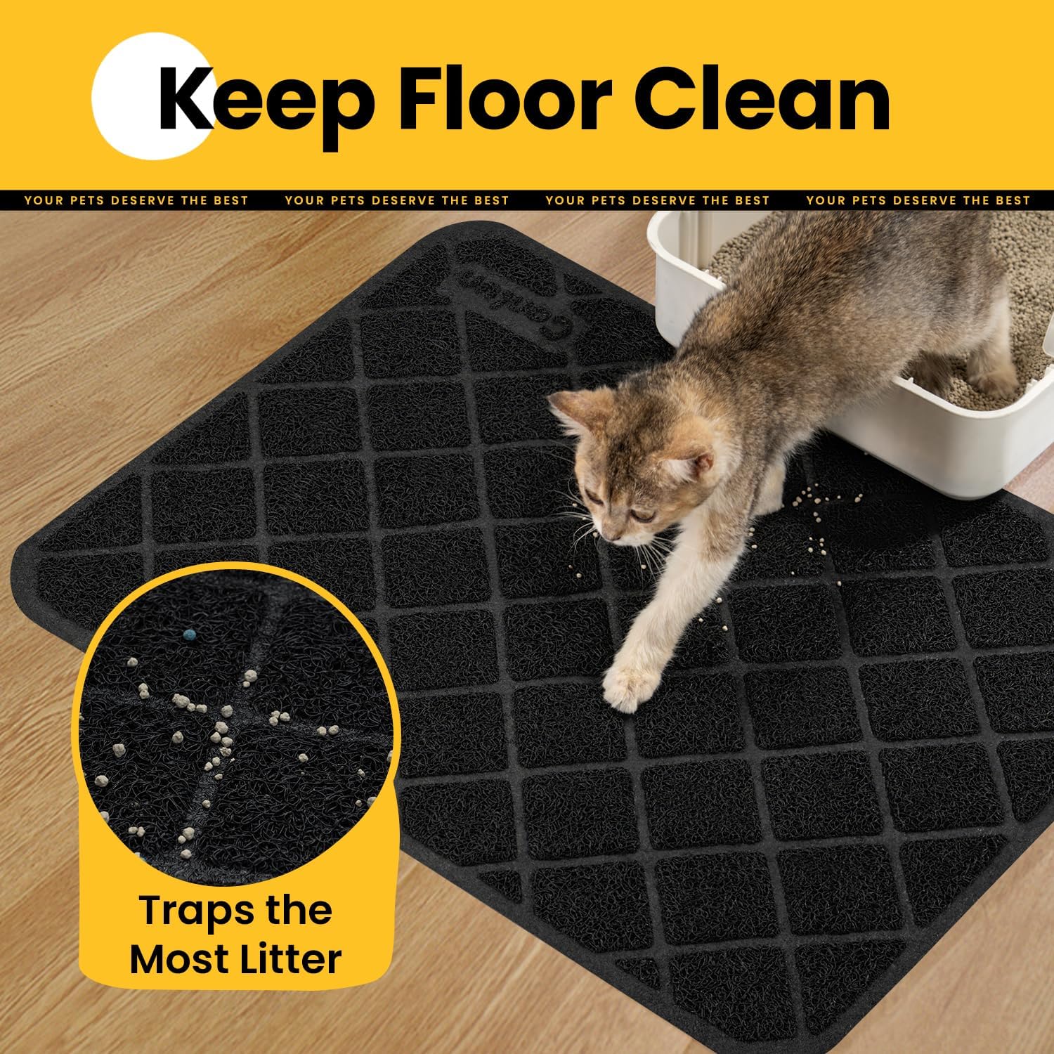 Detalle de Conlun Cat Litter Mat Litter Trapping Mat — 61 x 43 cm, Premium PVC Grid Mesh, Waterproof and Easy to Clean