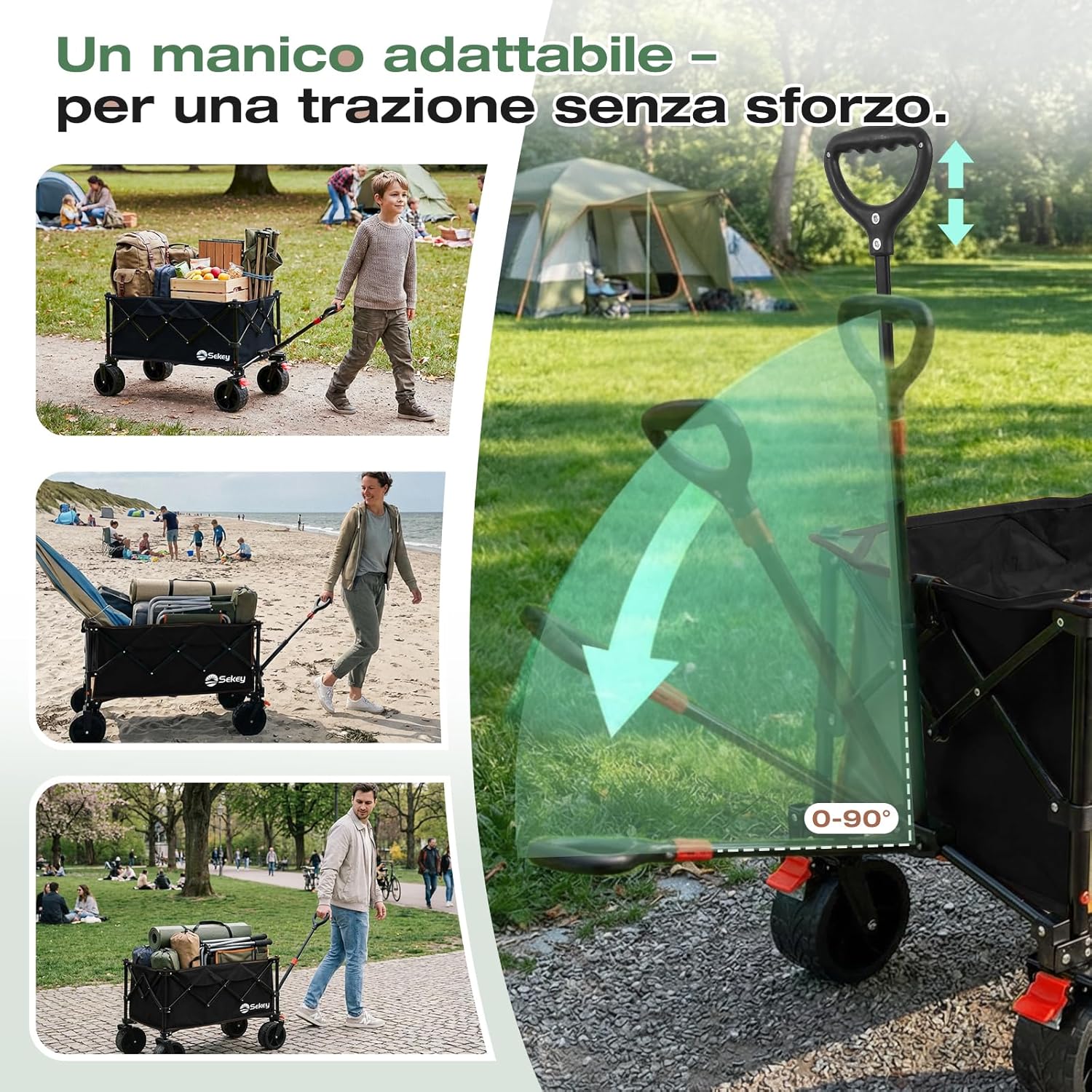 Thumbnail 6 de Sekey Carrello Pieghevole XXL 135L da 150 kg con ruote da 8,5 cm e freno SE4031 (nero)