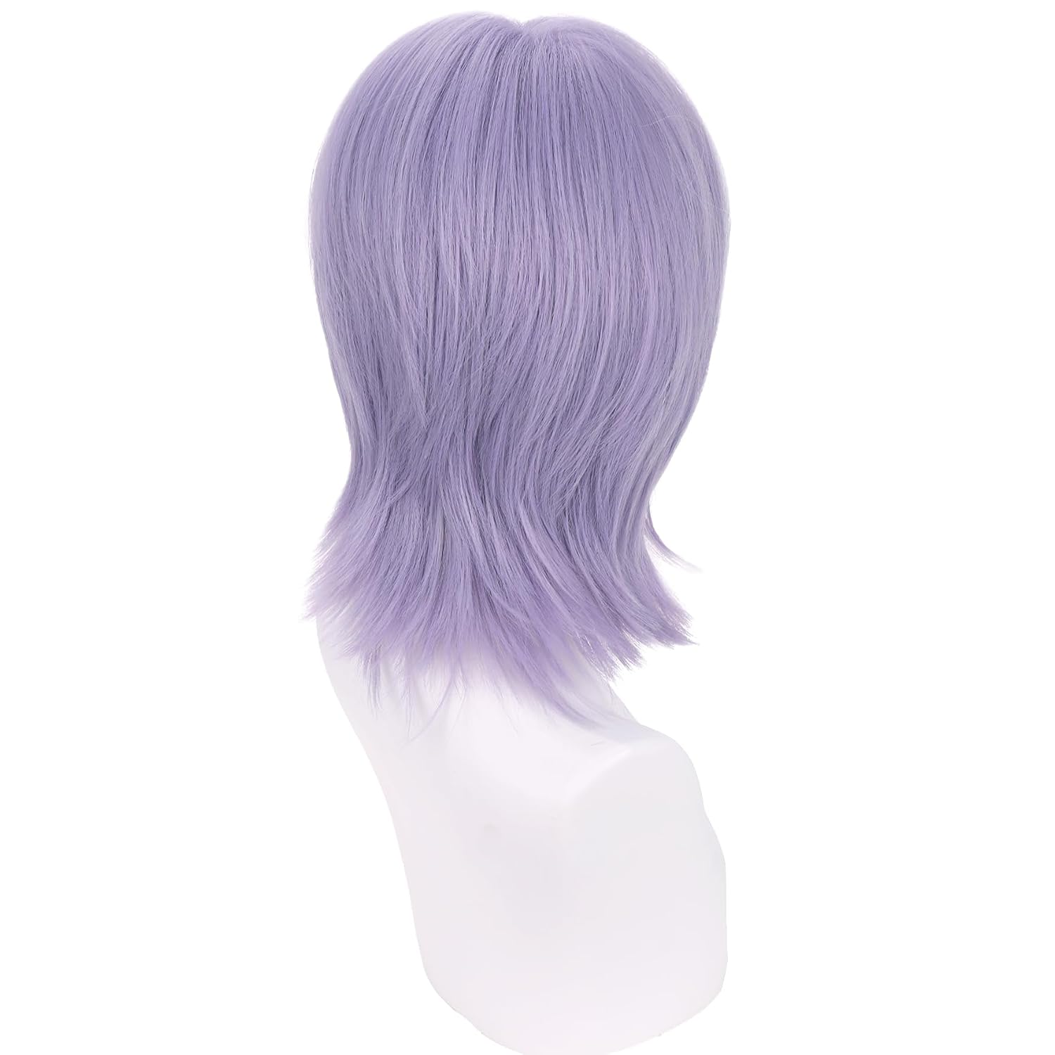 Detalle 1 de WTHCOS Short Purple and Gray Wig, Heat-Resistant Synthetic Fiber