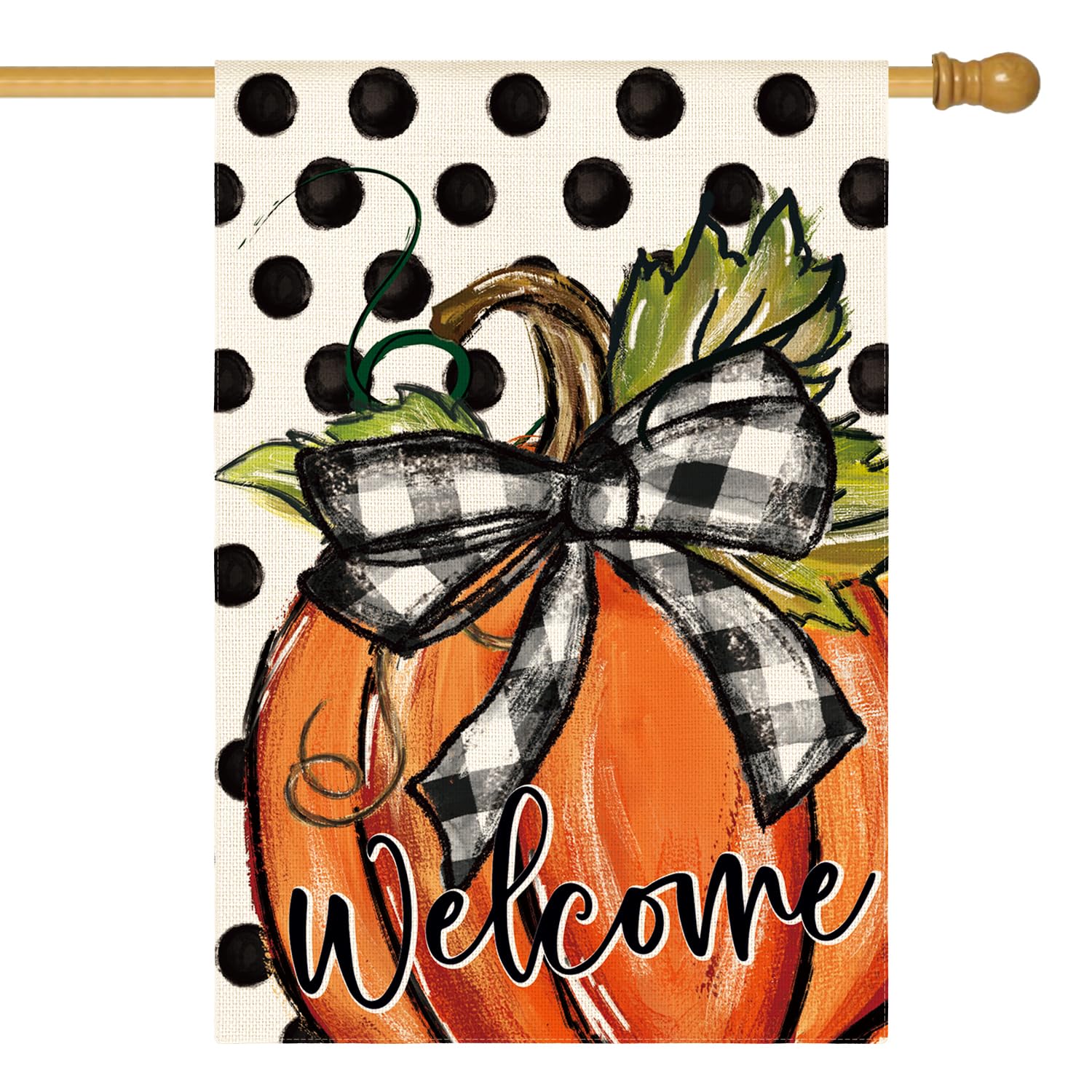 Detalle de AVOIN colorlife Fall Welcome Pumpkin House Flag, 28x40 Inch, Double-Sided