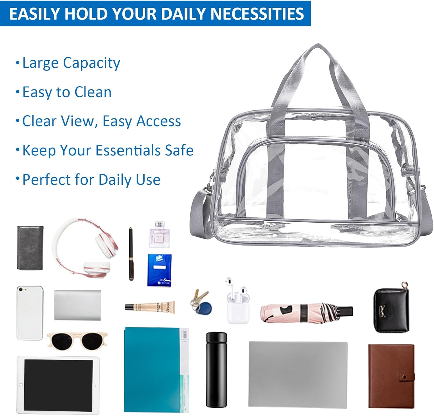 Detalle de Enkrio Clear Bags for Stadium Large Clear Tote with Shoulder Strap