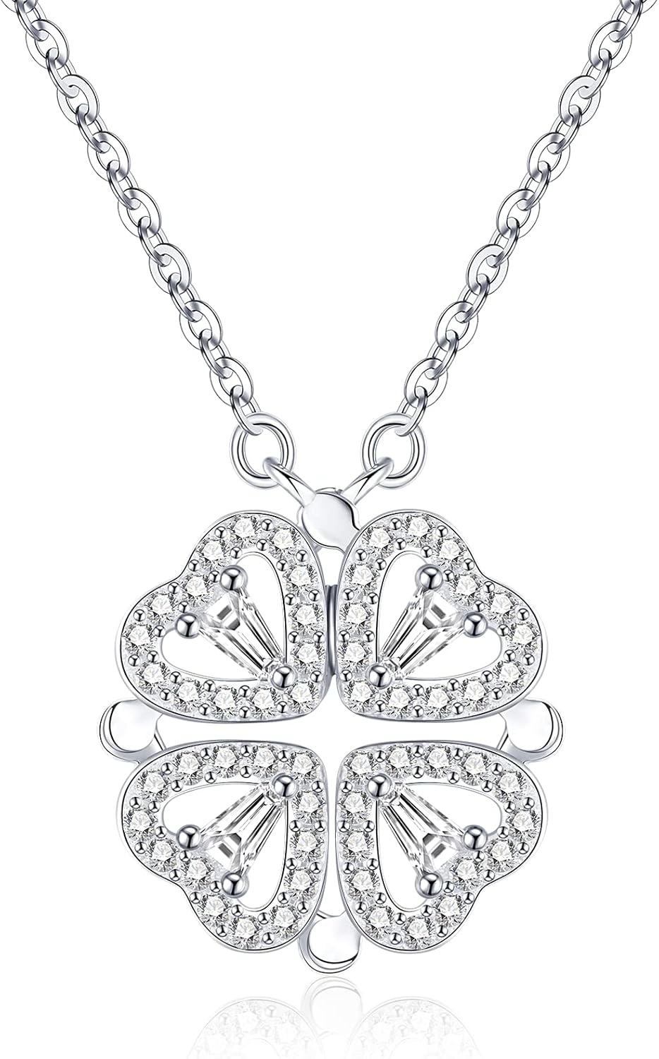 Detalle de Collier trèfle à 4 feuilles en argent 925 Jrêveinfini (pendentif 15 mm) porte-bonheur