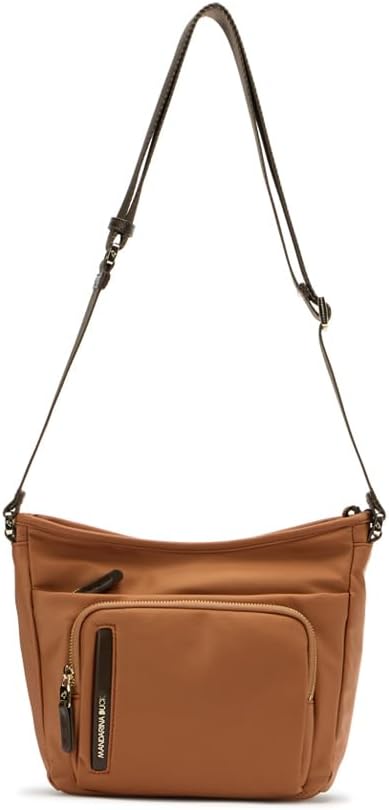 Detalle de Mandarina Duck Hunter Crossover, Femme — sac crossover en nylon brillant avec détails en cuir synthétique