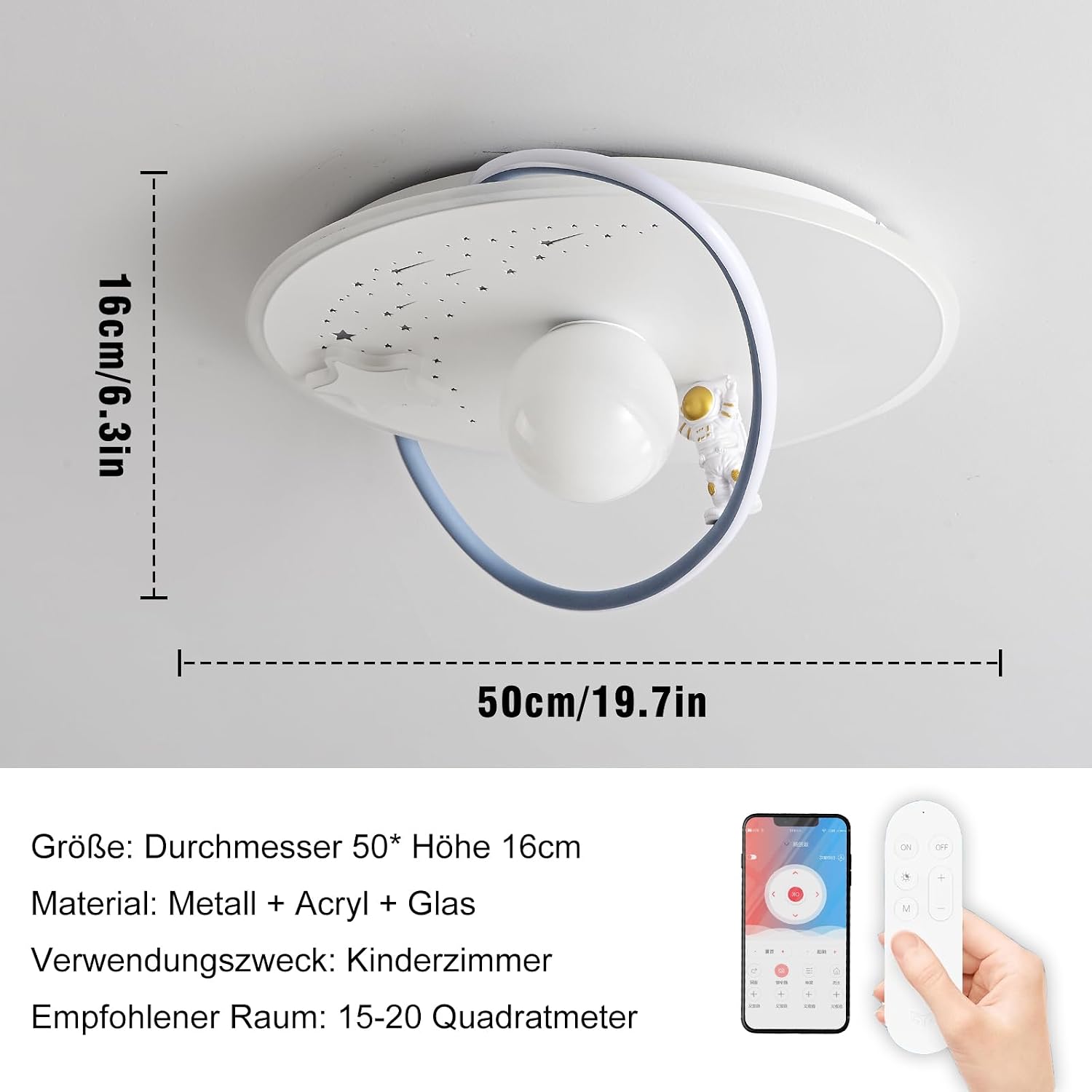 Thumbnail 5 de AHXIAOZN Plafoniera Cameretta Bambini Dimmerabile con Telecomando – LED Astronauta
