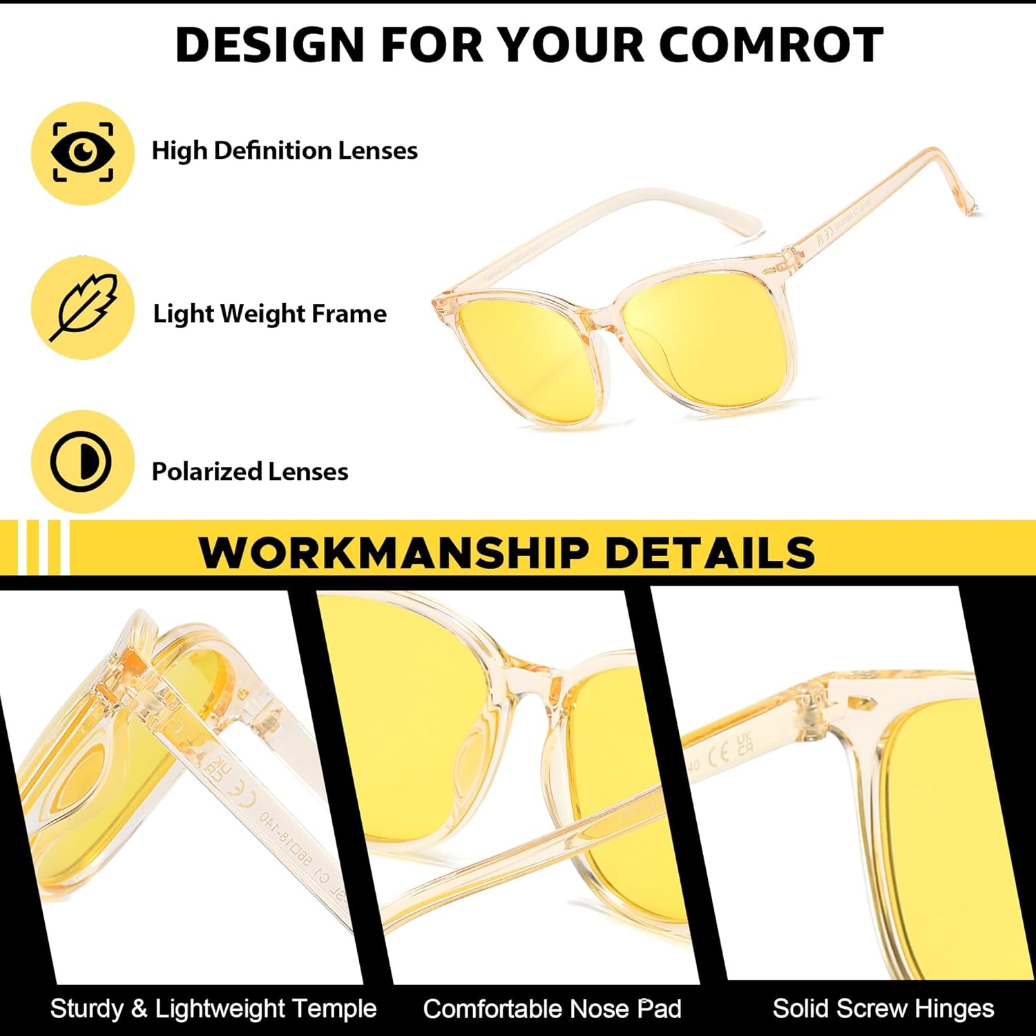 Thumbnail 4 de LVIOE Women’s Night Driving Glasses with Polarised Yellow Lenses