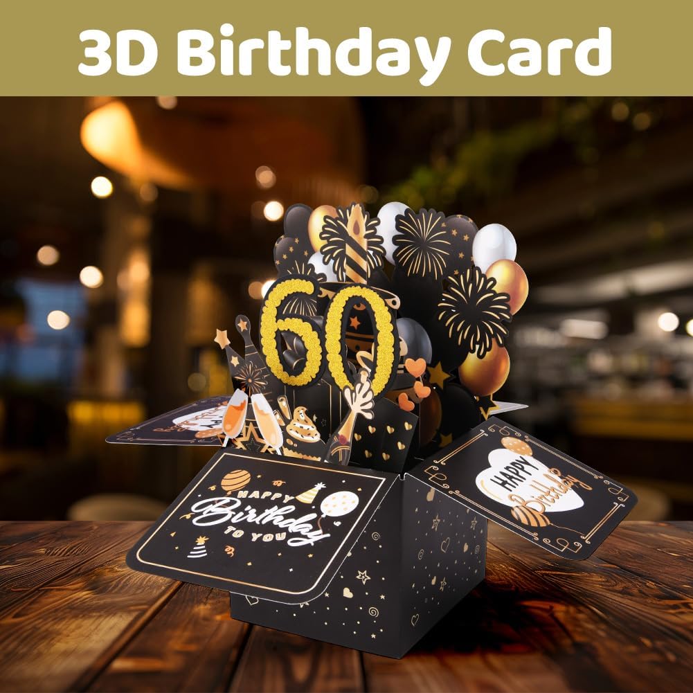 Detalle de OFFCUP Biglietto auguri 60 anni 3D pop-up con busta e carta