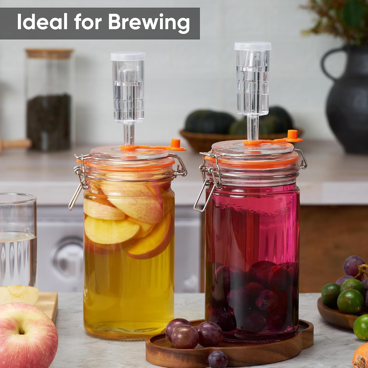 Detalle de SwiftSlot 1L Fermentation Jars with Weights & Air Lock – 2 Pack