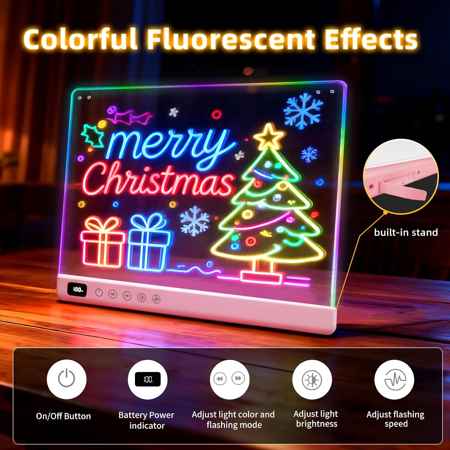 Detalle 2 de EKSPRINT 16-Inch LED Drawing Board, Rechargeable Acrylic Surface, 13 Light Effects