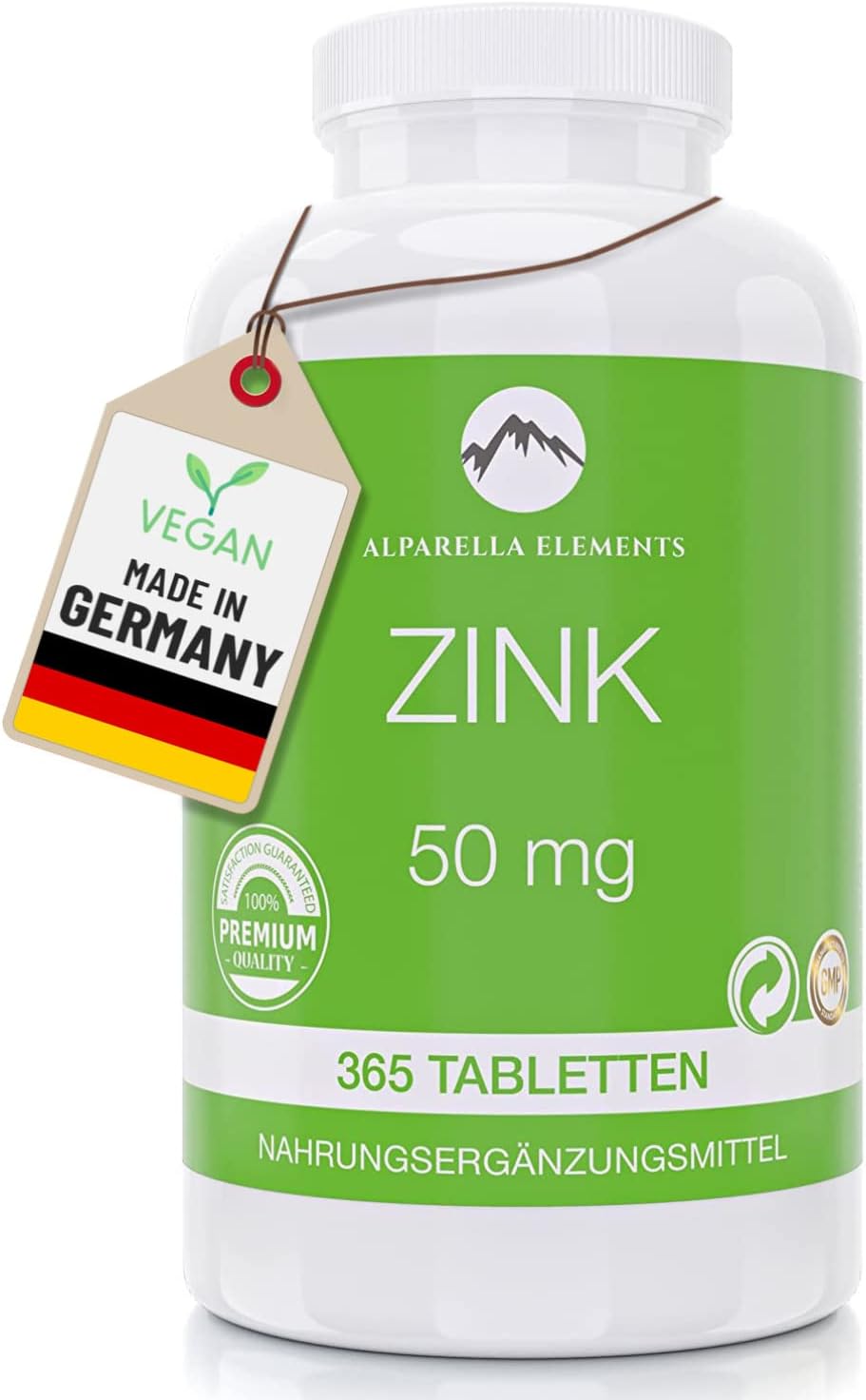 Detalle de Zink Tabletten Hochdosiert 50 mg Zinkgluconat – 365 vegane Tabletten als 2-Jahresvorrat von Alparella Elements
