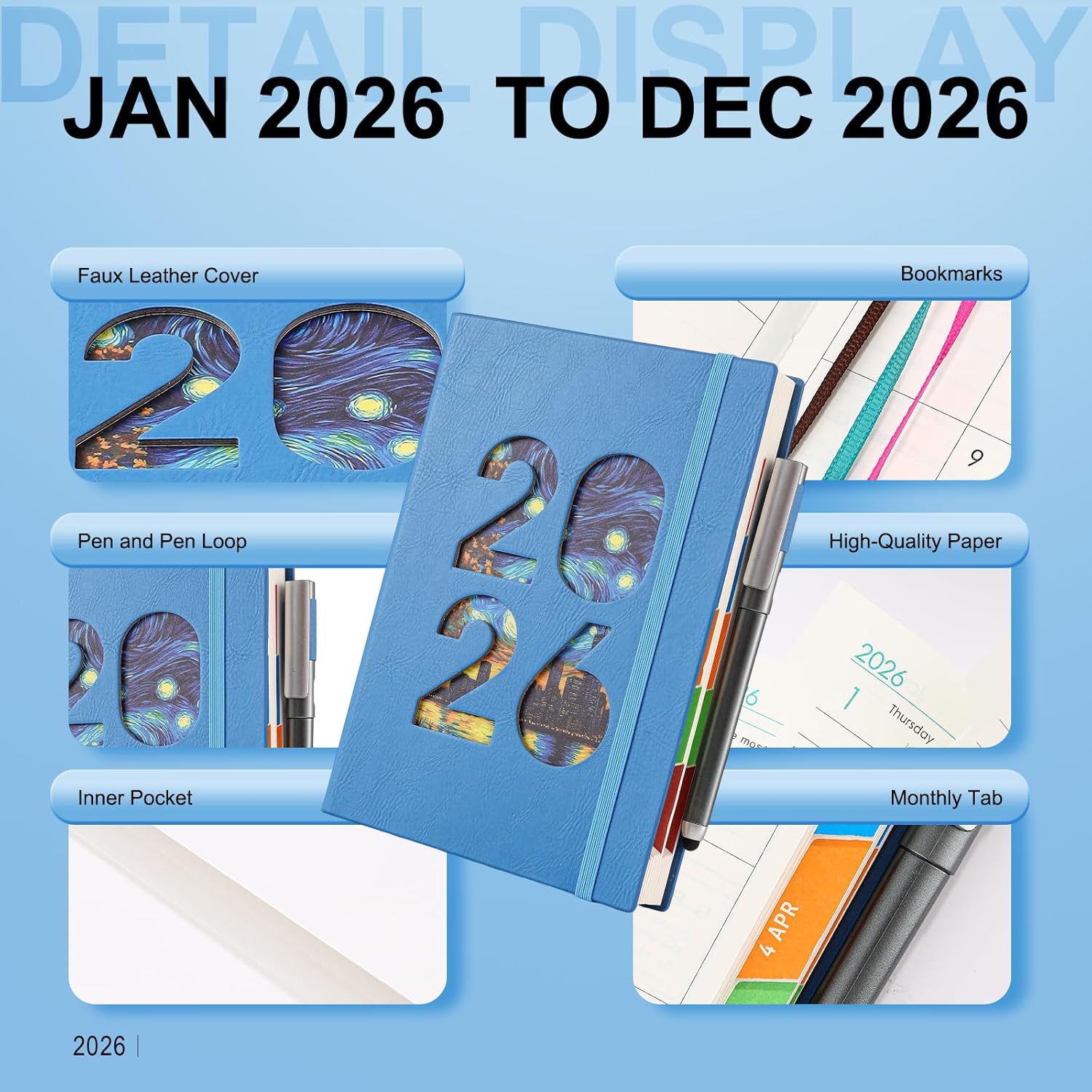 Thumbnail 6 de 2026 Diary A5 Page a Day Daily Planner 📓