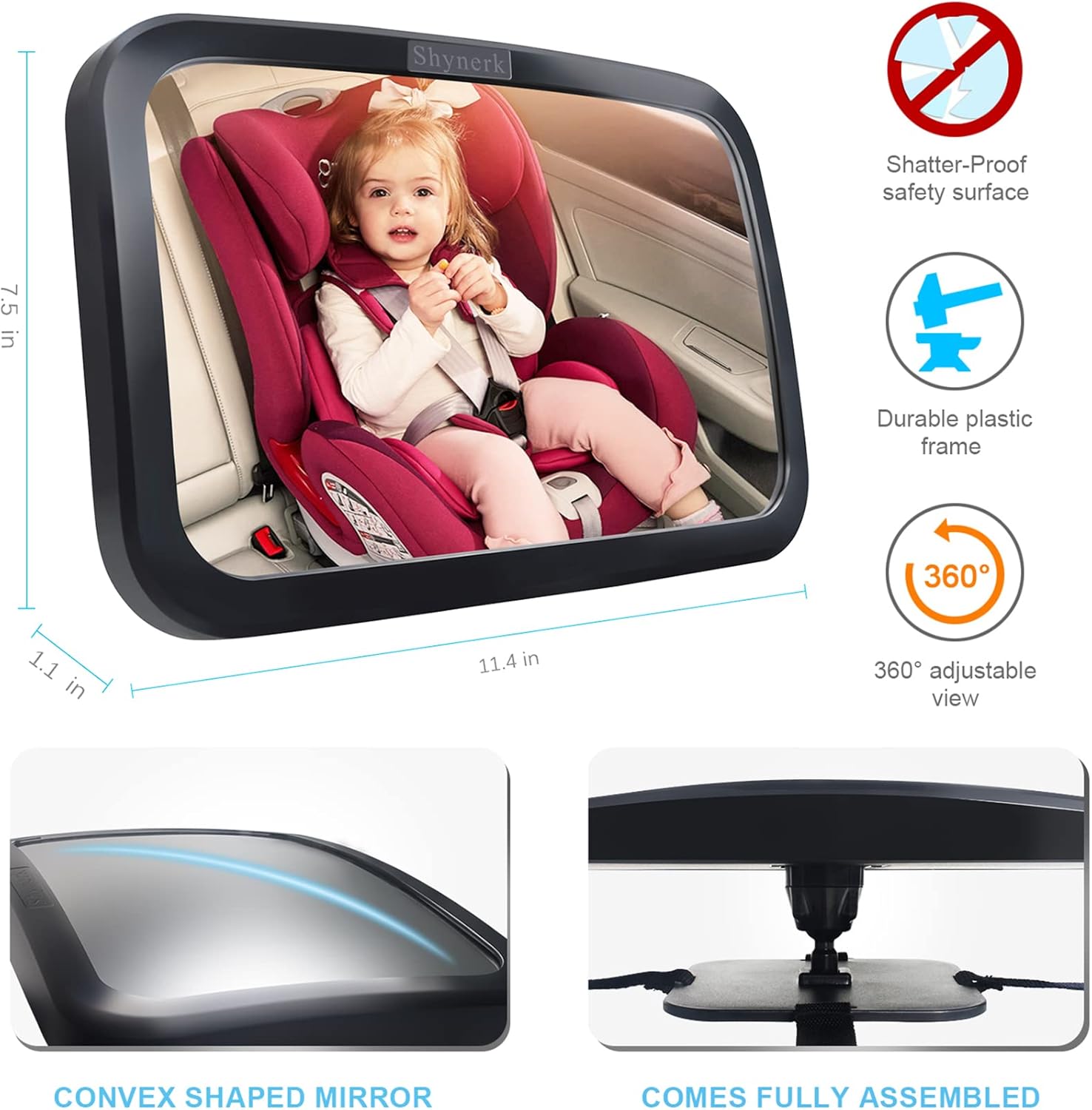 Thumbnail 3 de Shynerk Baby Car Mirror 360° Rotation