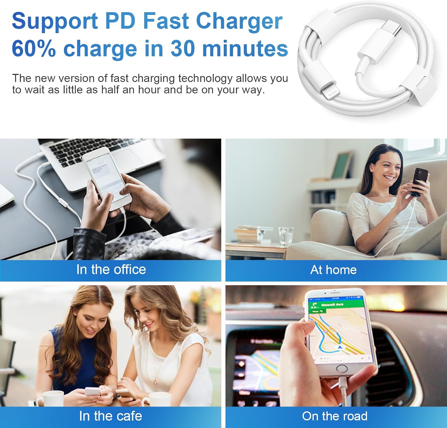 Thumbnail 6 de iPhone 14/13/12/11 Super Fast Charger (2-Pack) — 20W USB-C PD Wall Charger + 6ft Cable Kit