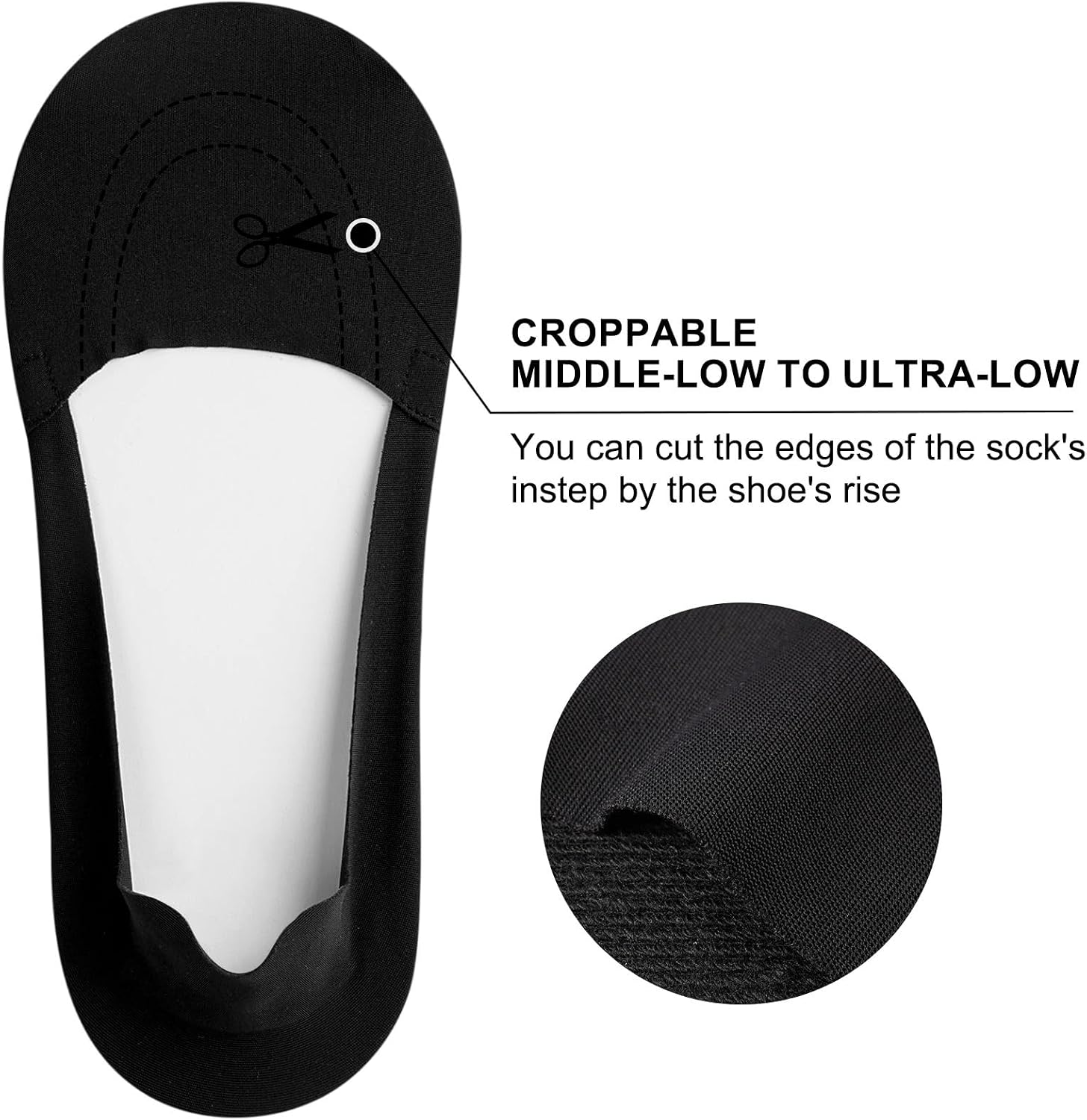 Detalle de Caldodo Invisible Trainer Socks – Six Pairs, No-Show, Non-Slip & Lightweight