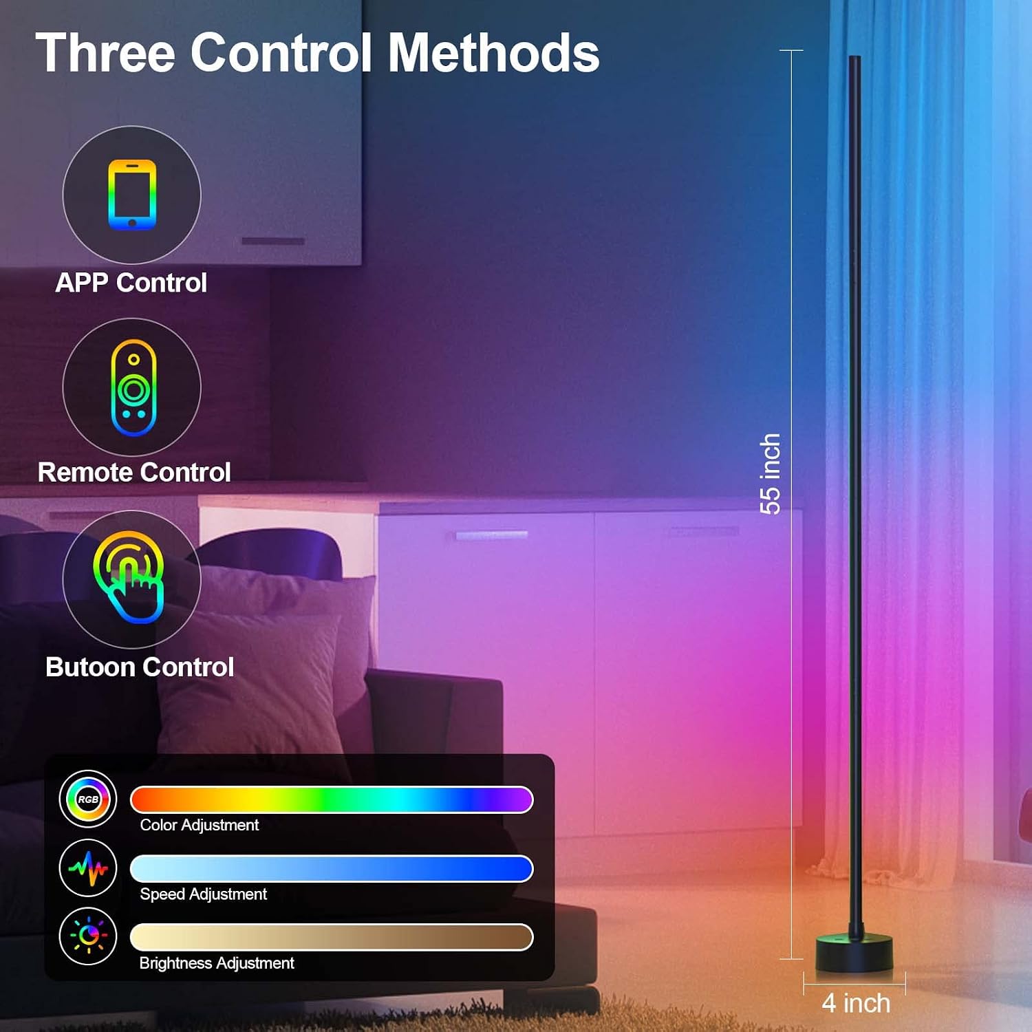 Thumbnail 2 de Miortior Corner Floor Lamp 16M RGB colors