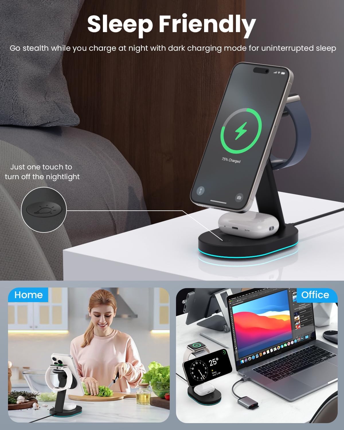 Thumbnail 4 de 3-in-1 Wireless Charger 15W Qi2 for iPhone