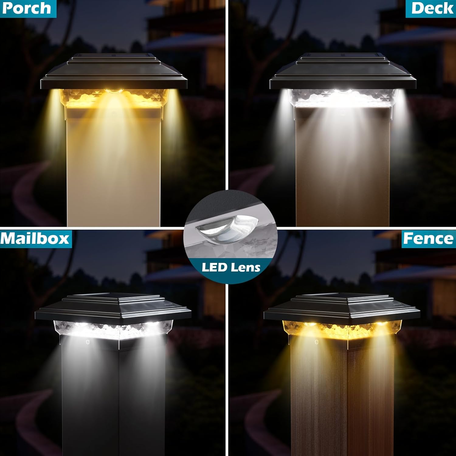 Detalle de Siedinlar Solar Post Lights Outdoor: IP44 Waterproof, 2 Colour Modes, 2 Pack