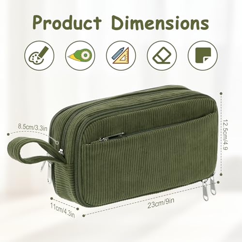 Detalle de BuyCard Large Corduroy Pencil Case, Solid Colour Pen Pouch Organizer