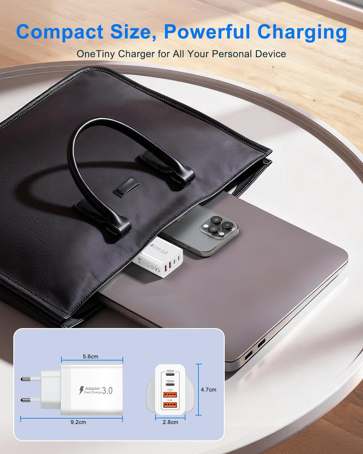 Thumbnail 6 de zhiroad 40 W USB-C-väggladdare med fyra portar, PD och QC 3.0