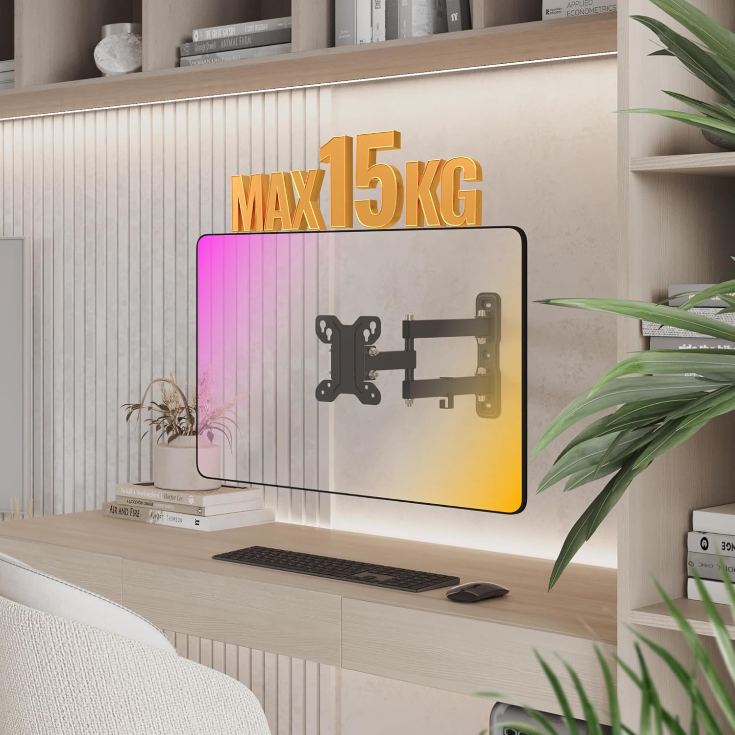 Detalle de RICOO S7911 Staffa: supporto parete per monitor 13–34 pollici, compatibile VESA 75x75 / 100x100, inclinabile e girevole fino a 15 kg