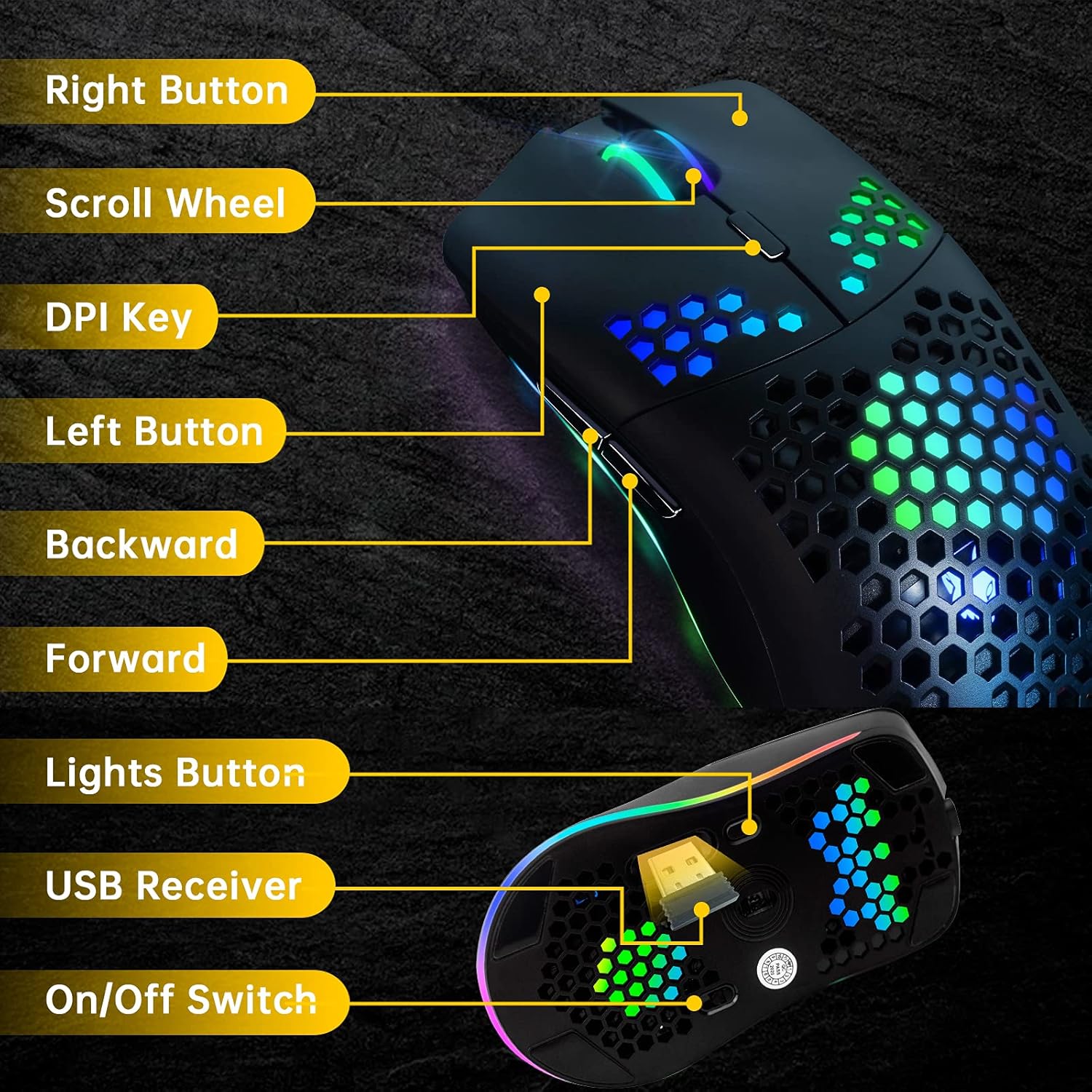 Thumbnail 3 de XZXWZX Mouse da gaming wireless 3.400 DPI