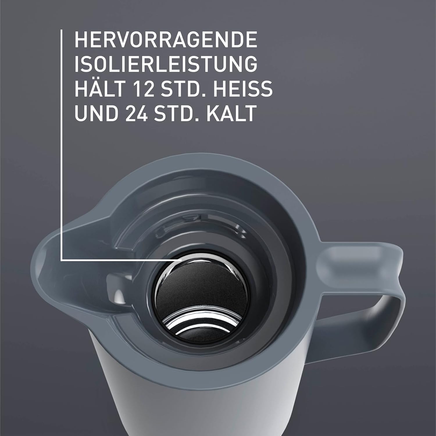 Detalle de Emsa Motiva Thermoskanne 1l – Isolierkanne mit Quick-Press-Verschluss, Glaskolben, Nordic Design