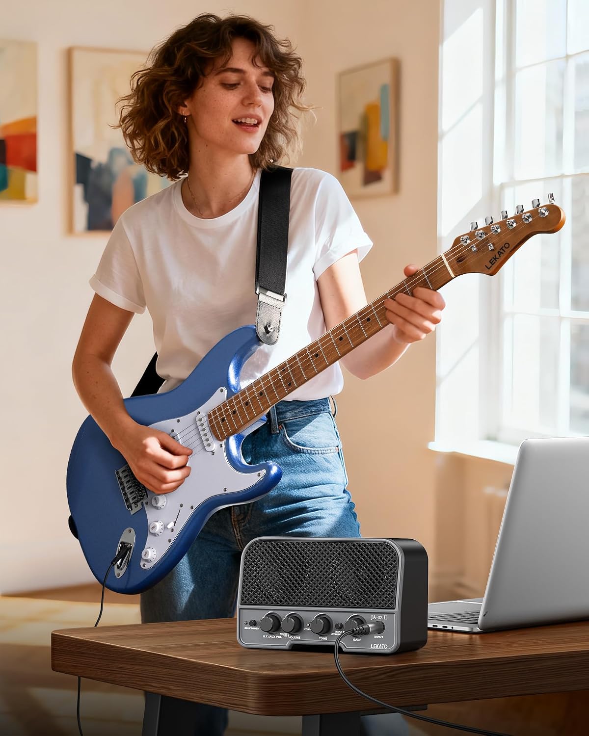 Thumbnail 6 de LEKATO BCUS3680BL Electric Guitar Kit, 39-Inch HSS with 5W Mini Amp