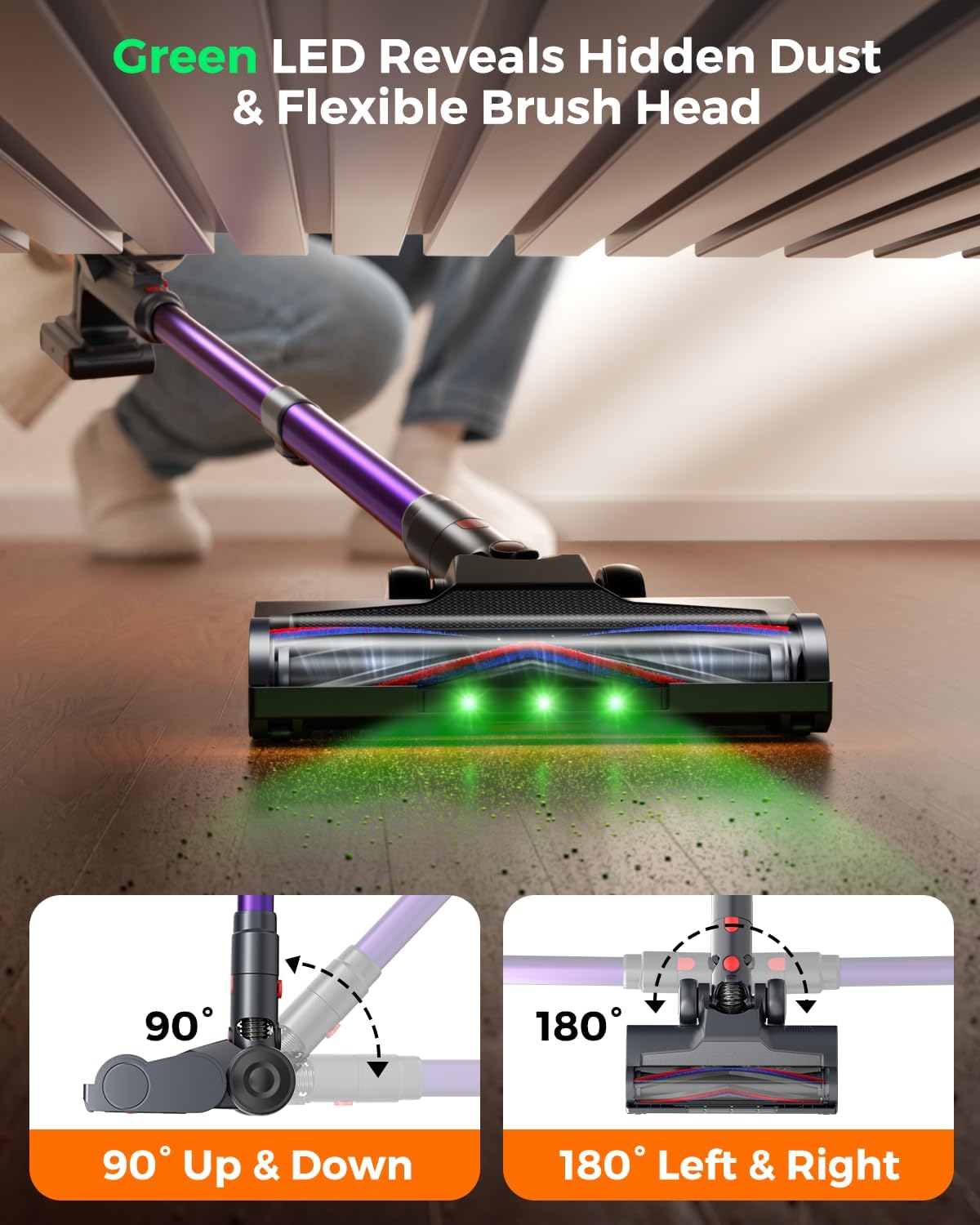 Thumbnail 6 de Cordless Vacuum Cleaner for Home: 600W Power, 50KPa Suction, 60-Minute Runtime