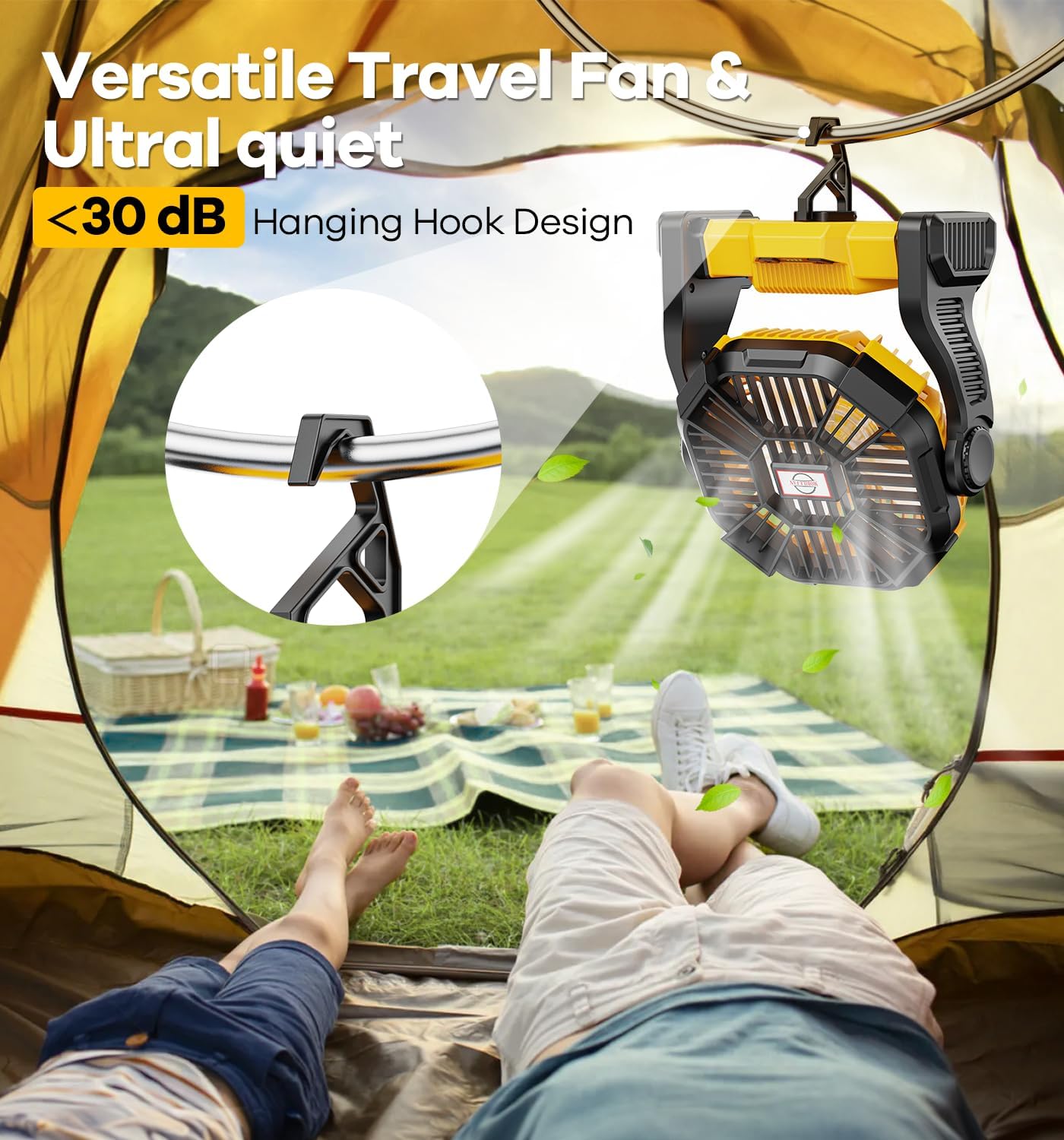 Detalle de DOWILLDO camping fan 20,000 mAh