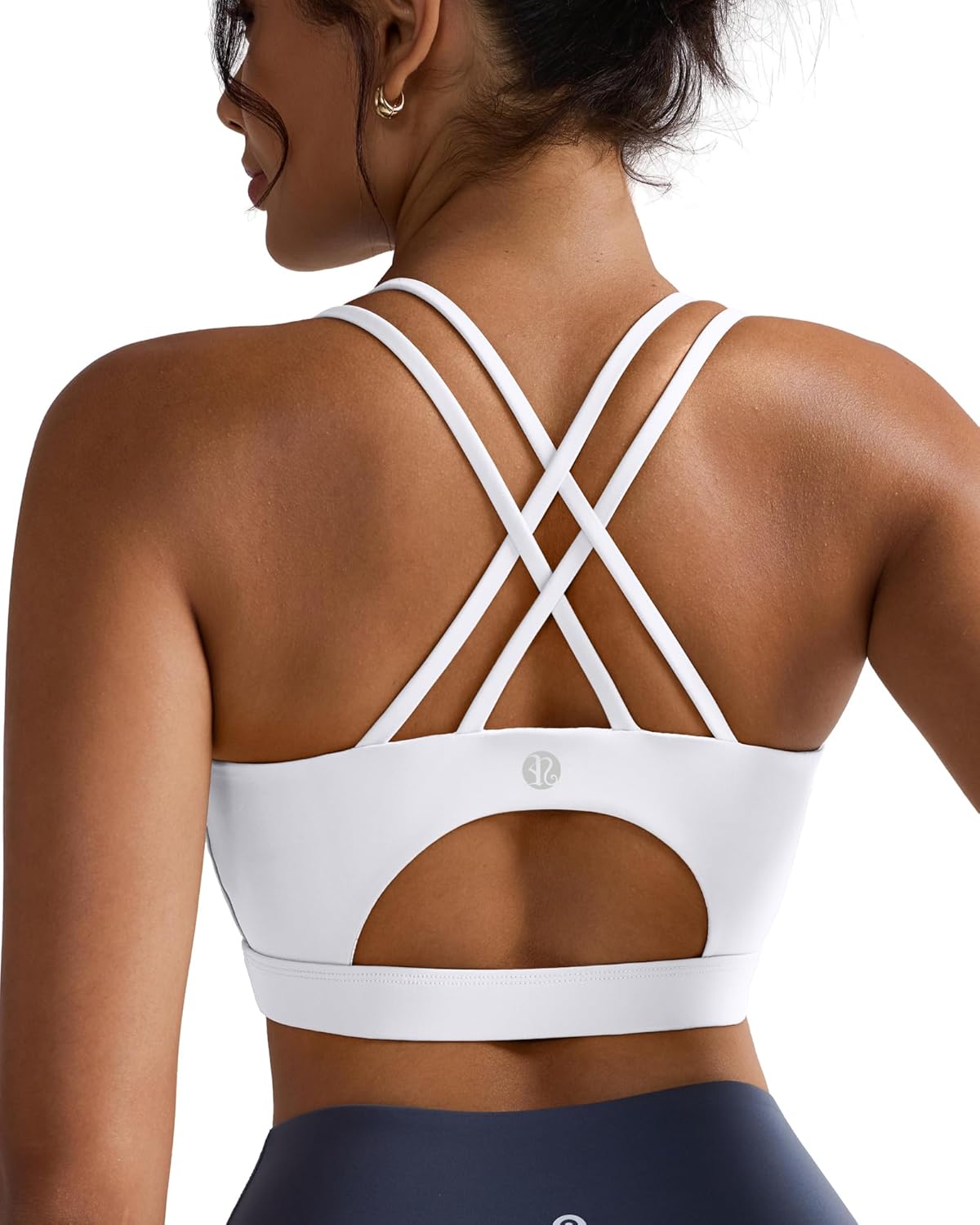 Detalle de RUNNING GIRL Padded Sports Bra Tank Top with Crisscross Open-Back (Medium Support)