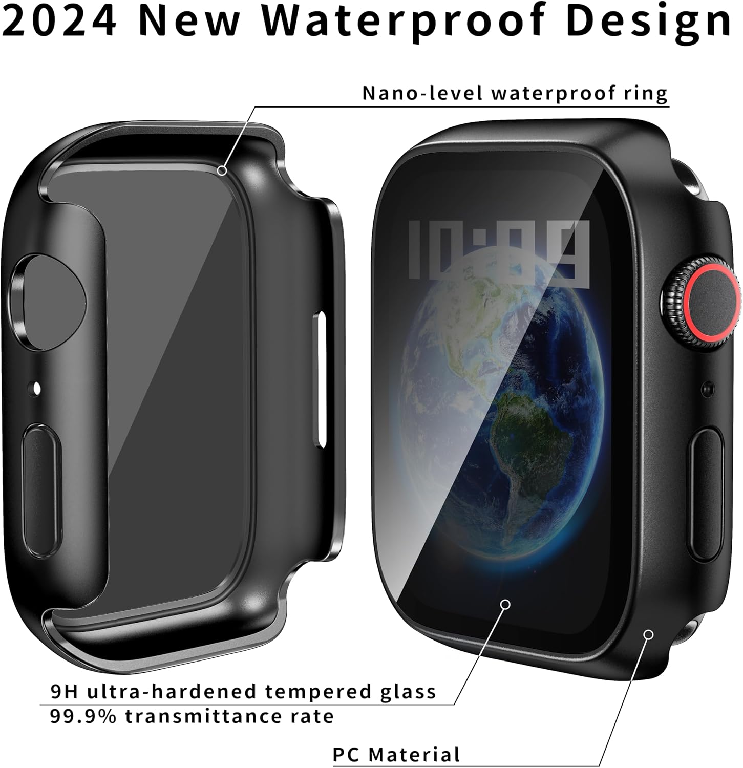 Thumbnail 2 de Zumyzu Waterproof Privacy Case for Apple Watch 42mm (Black) with Anti-Peep Screen Protector