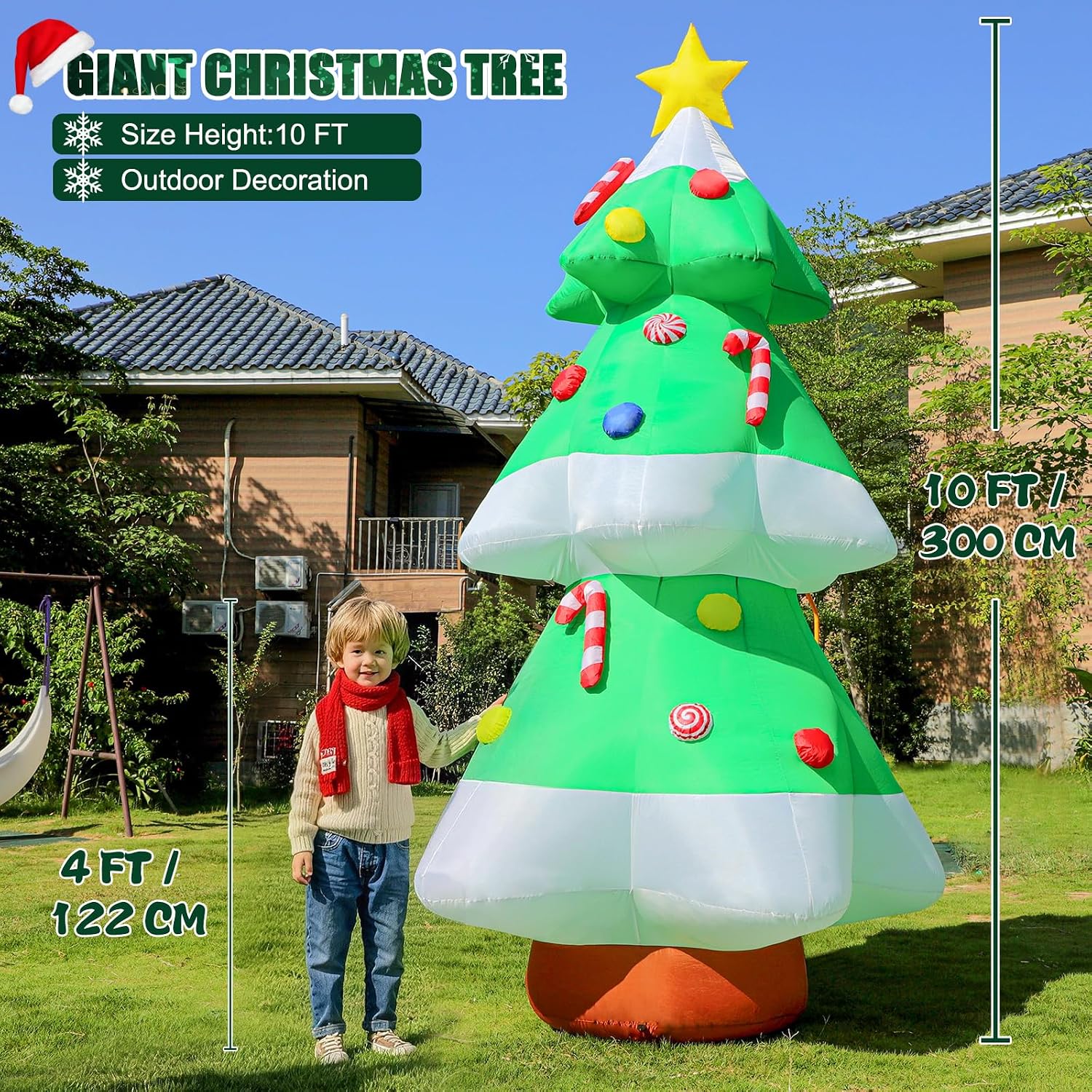 Detalle de FunFanso D01NA-003 10-Foot Inflatable Christmas Tree with Multicolor LEDs