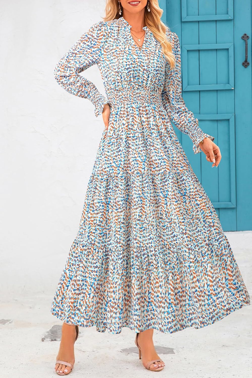Thumbnail 4 de PRETTYGARDEN Floral Maxi Dress V-Neck
