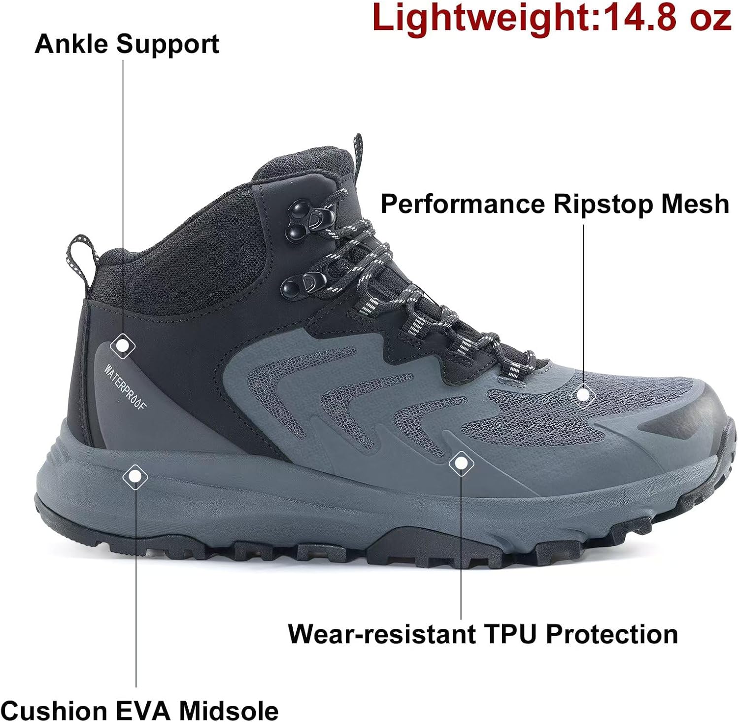 Thumbnail 4 de OUTJET Men’s Waterproof Hiking Boots lightweight breathable trekking boots