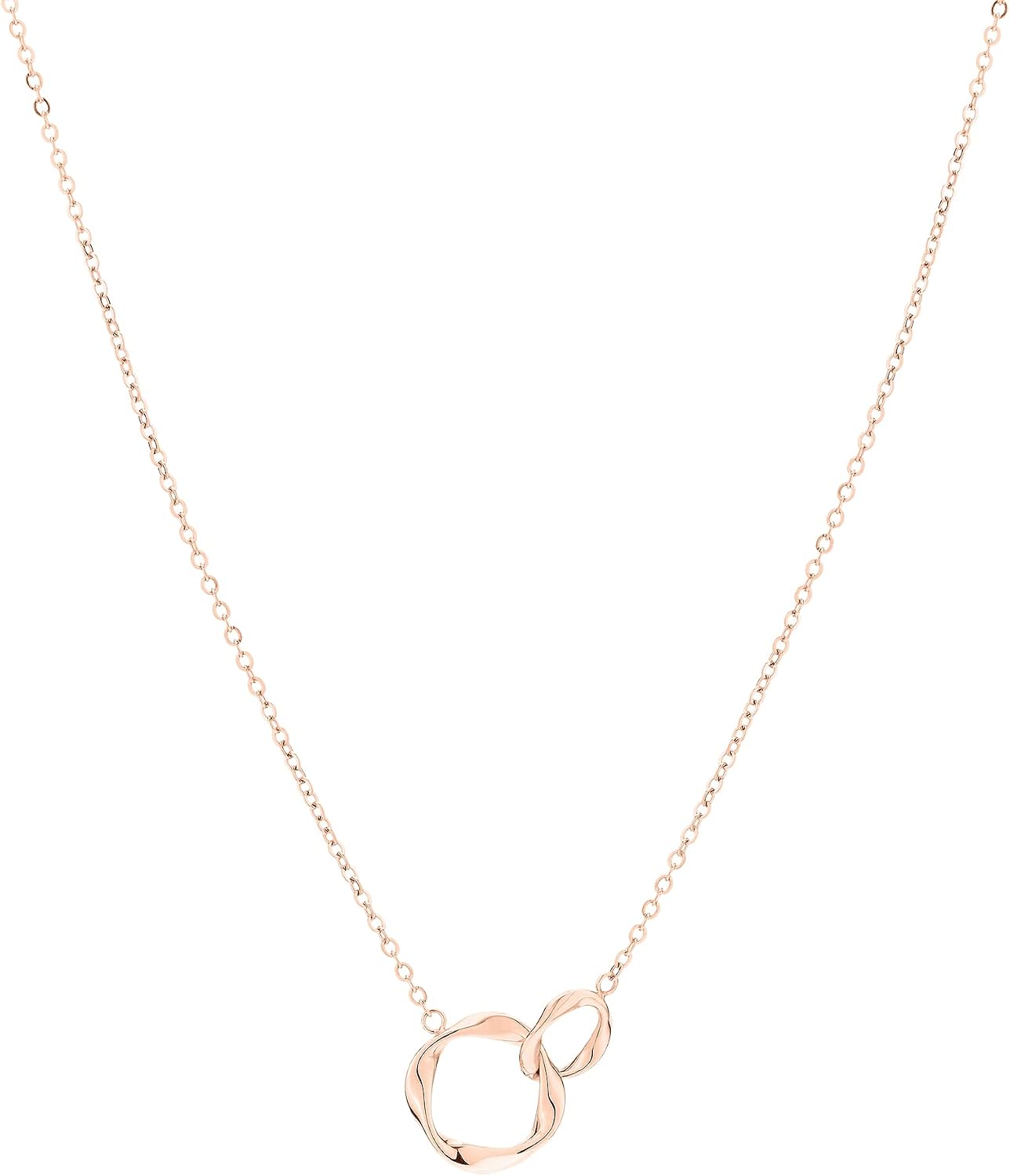 Detalle de LIEBESKIND BERLIN Damen Infinity Schmuck – Edelstahl, Roségold-Optik, 45 cm Kette mit verschlungenen Infinity-Anhängern