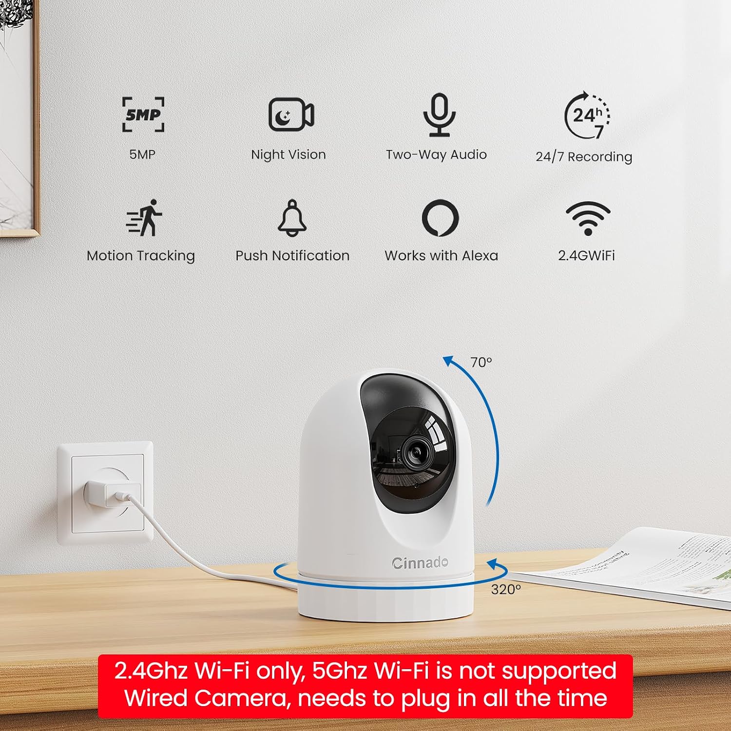 Thumbnail 1 de Cinnado D1 2K Home Security Camera with 360° motion