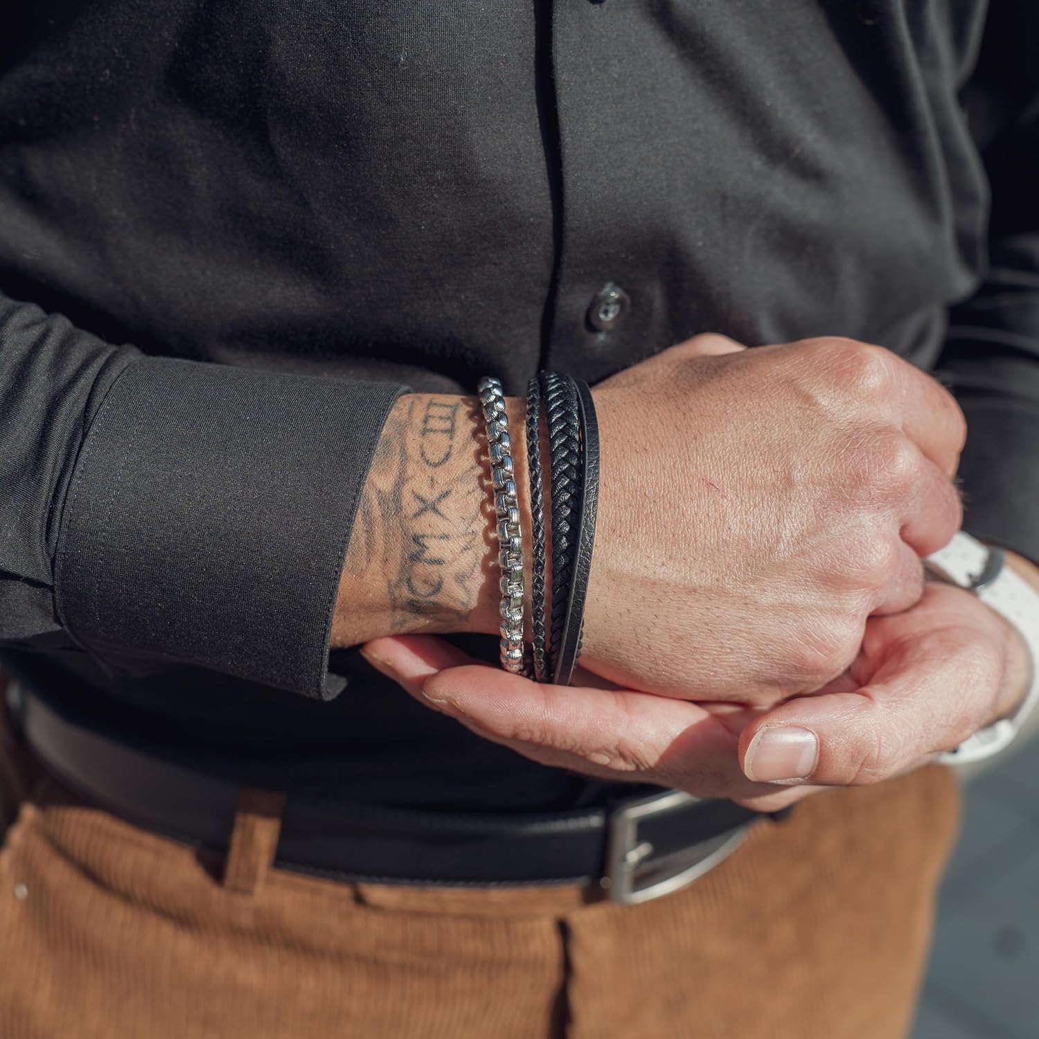 Thumbnail 3 de SERASAR Bracelet Homme Cuir Magnétique