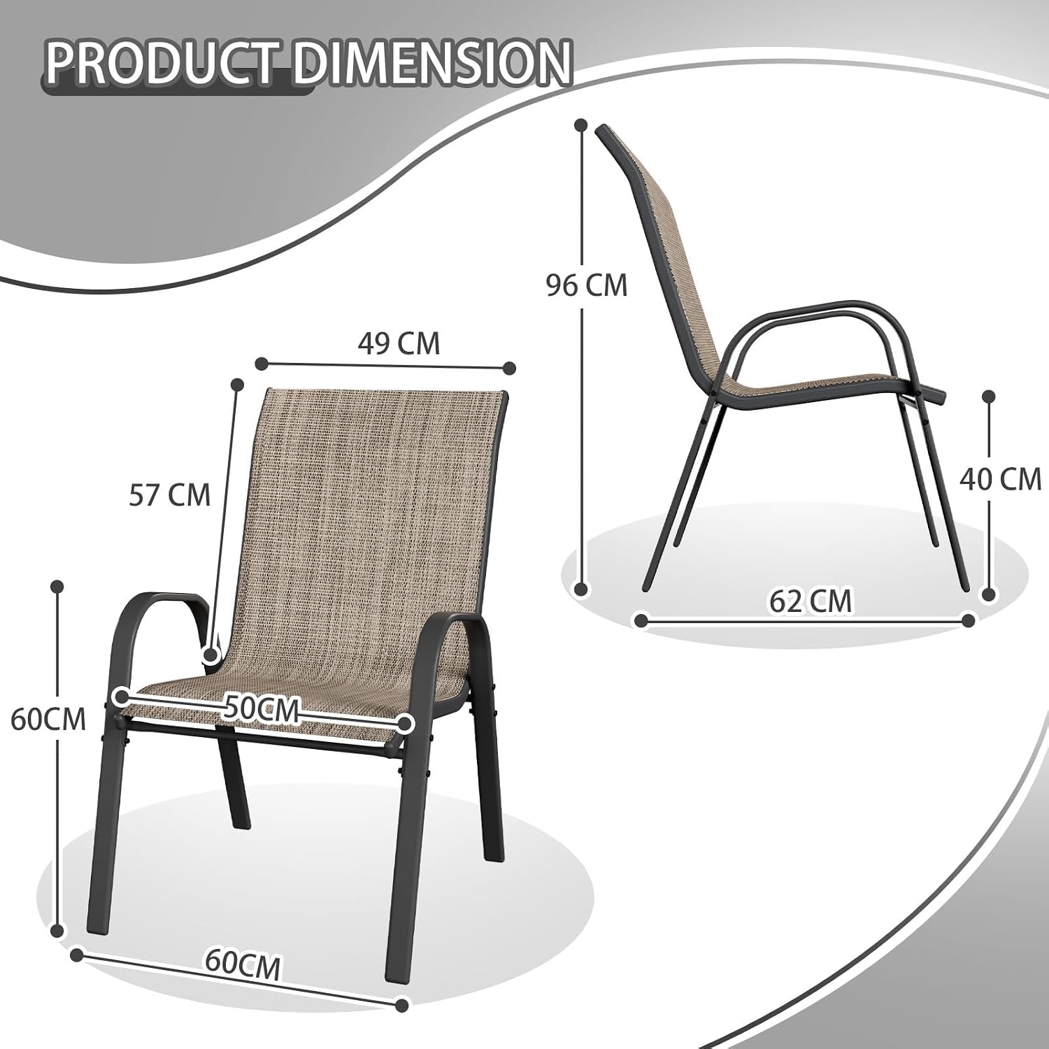 Thumbnail 2 de UDPATIO Set di 4 Sedie da Giardino Impilabili: comfort, stile e praticità per esterni